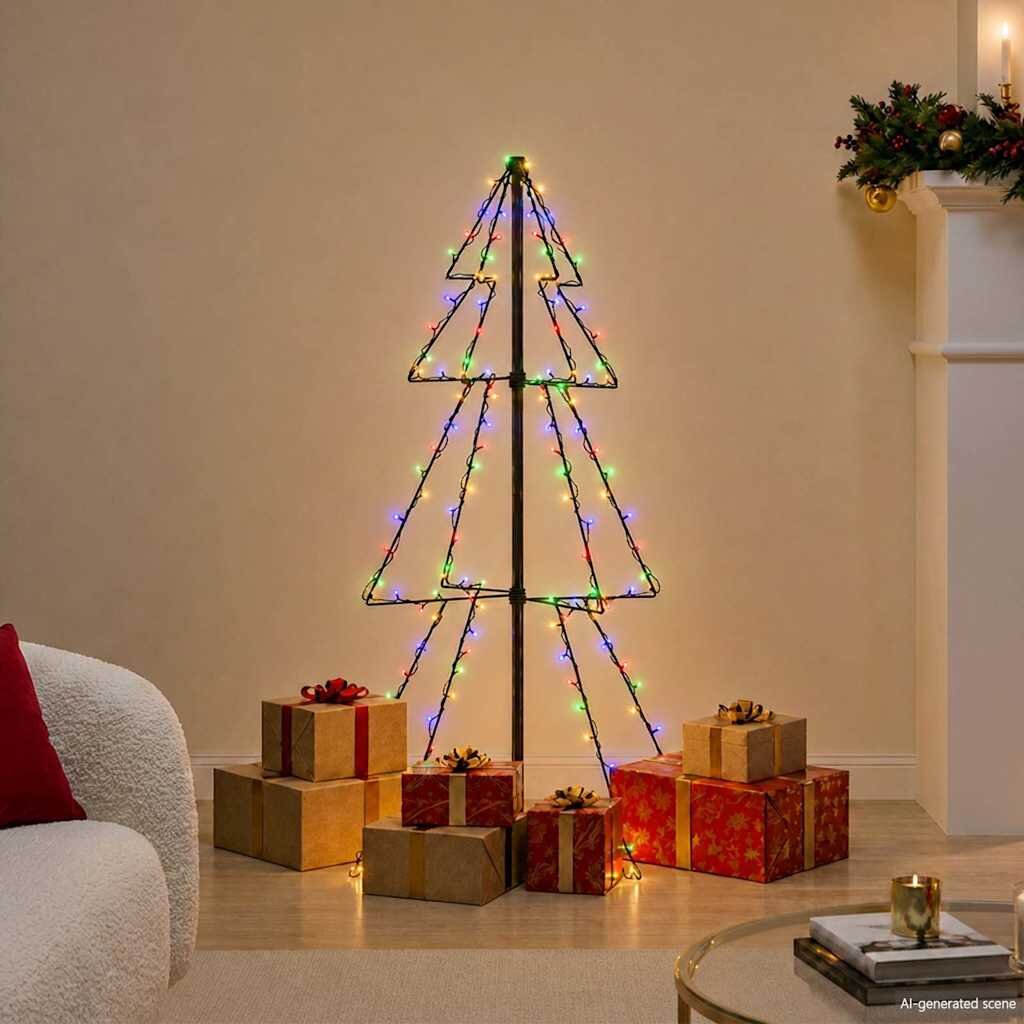 vidaXL Коледна елха конус 160 LED за закрито и открито 78x120 см