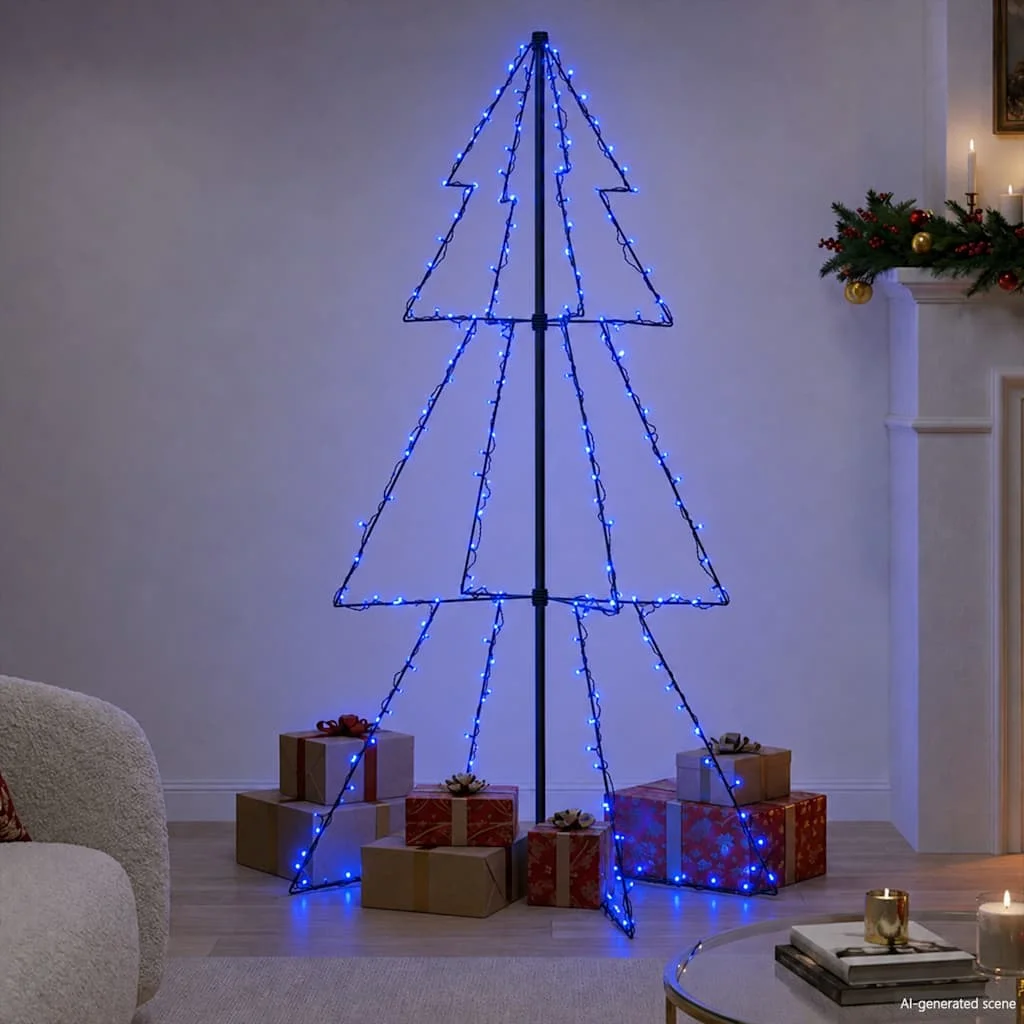 vidaXL Коледна елха конус 200 LED за закрито и открито 98x150 см