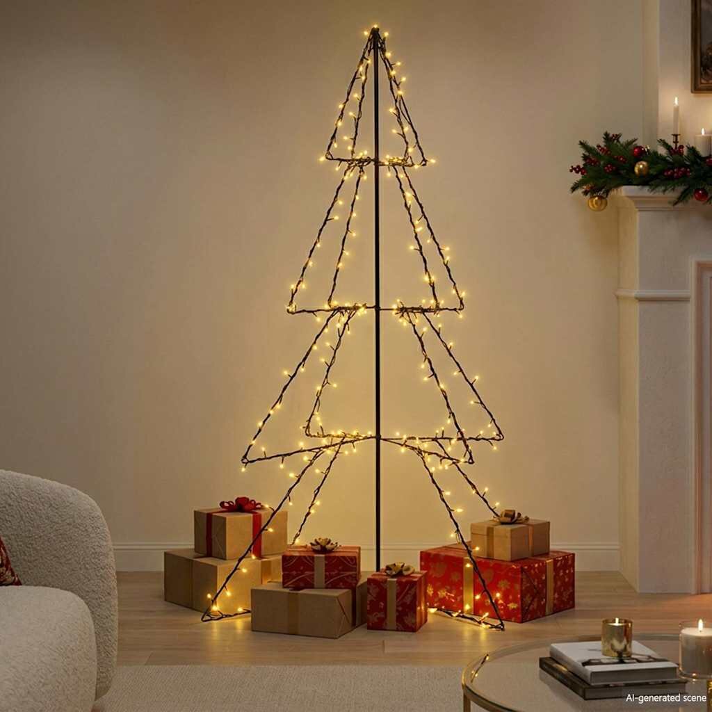 vidaXL Коледна елха конус 240 LED за закрито и открито 115x150 см