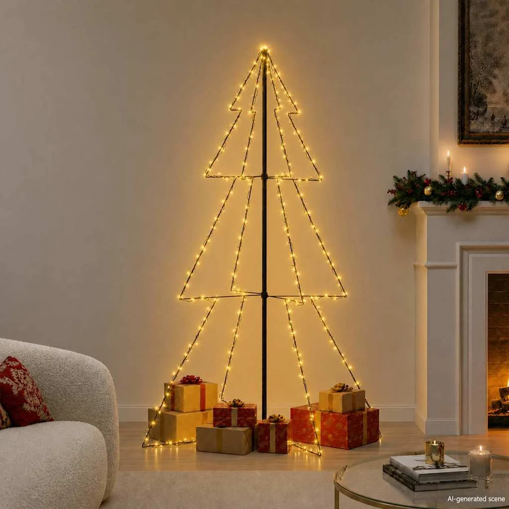 vidaXL Коледна елха конус 240 LED за закрито и открито 118x180 см