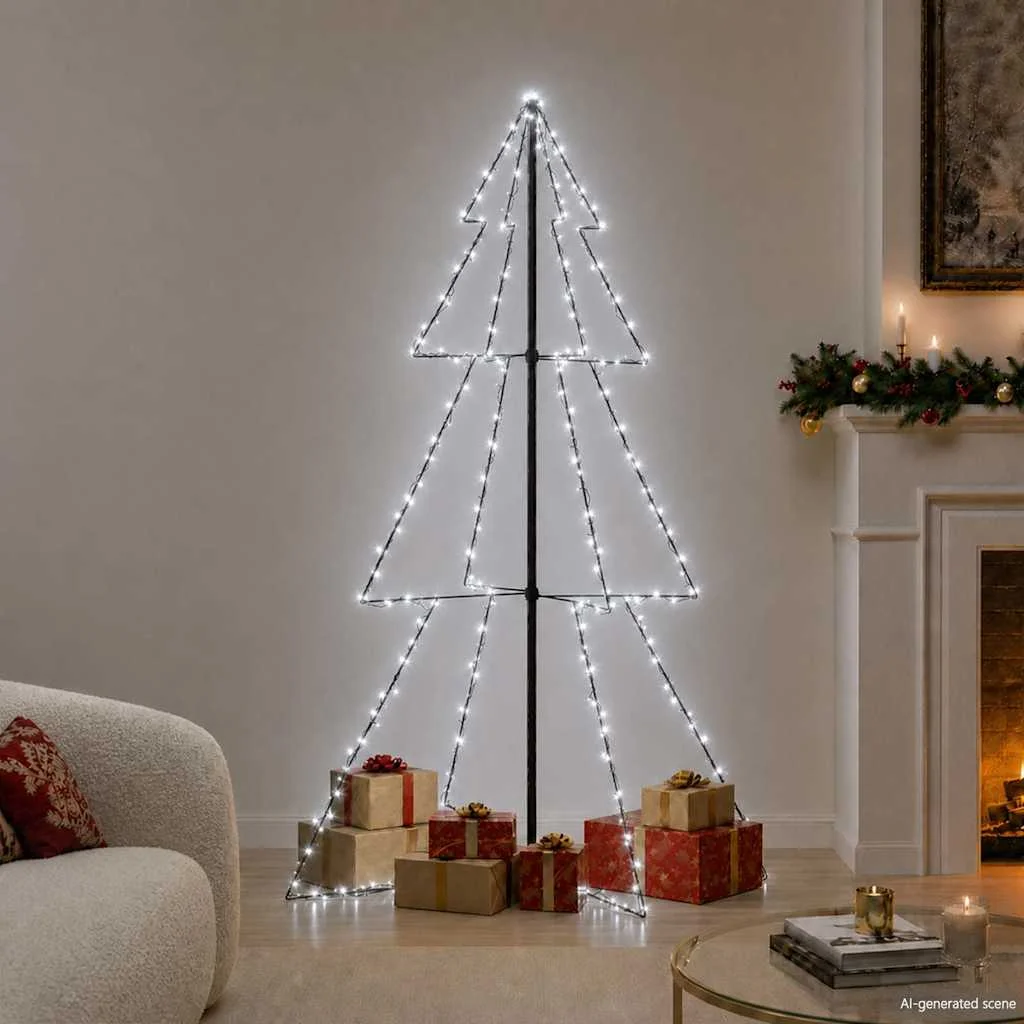 vidaXL Коледна елха конус 240 LED за закрито и открито 118x180 см