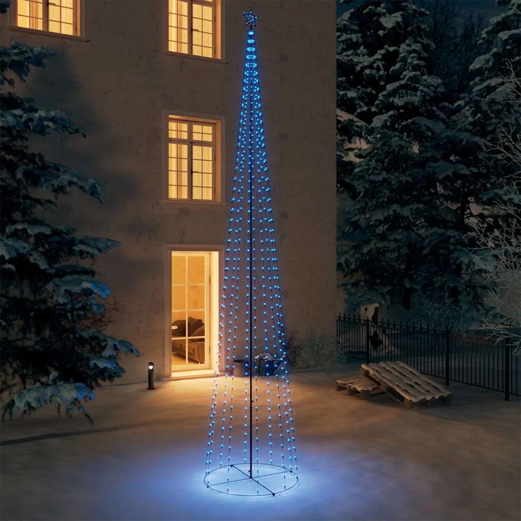 vidaXL Коледна елха конус 752 сини LED декорация 160x500 см