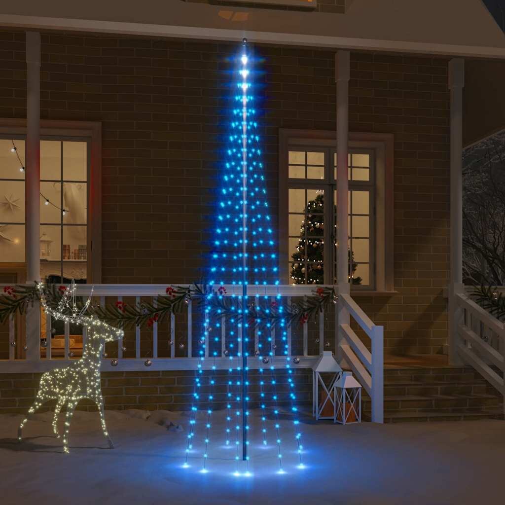vidaXL Коледна елха на флагщок синьо 310 LED 300 см