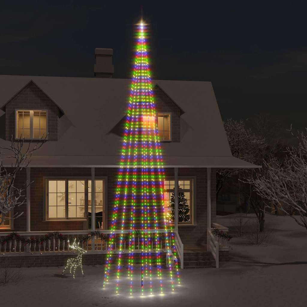 vidaXL Коледна елха на флагщок цветно 1134 LED 800 см