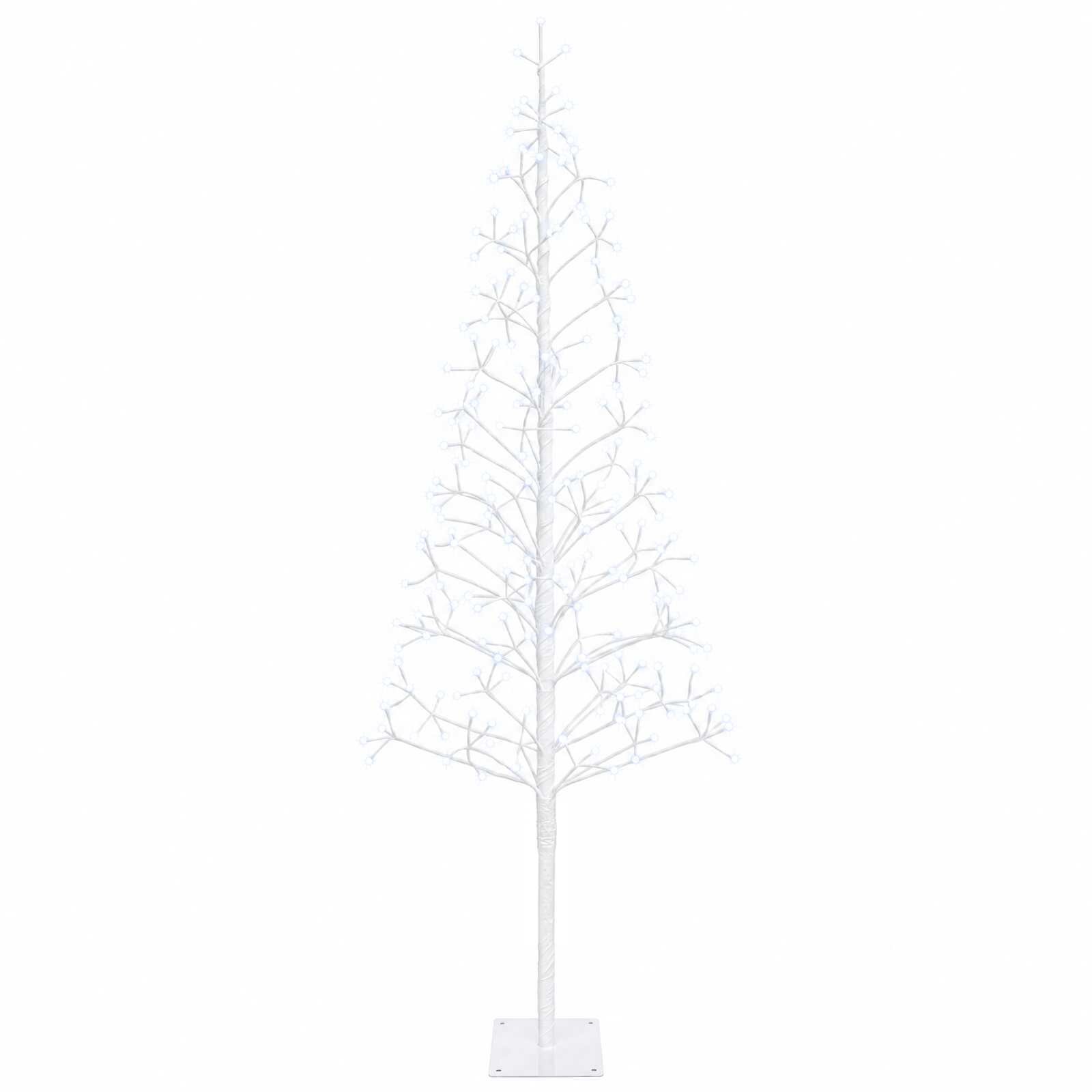 vidaXL Коледна елха с LED лампички Бяло 180 cm Стомана