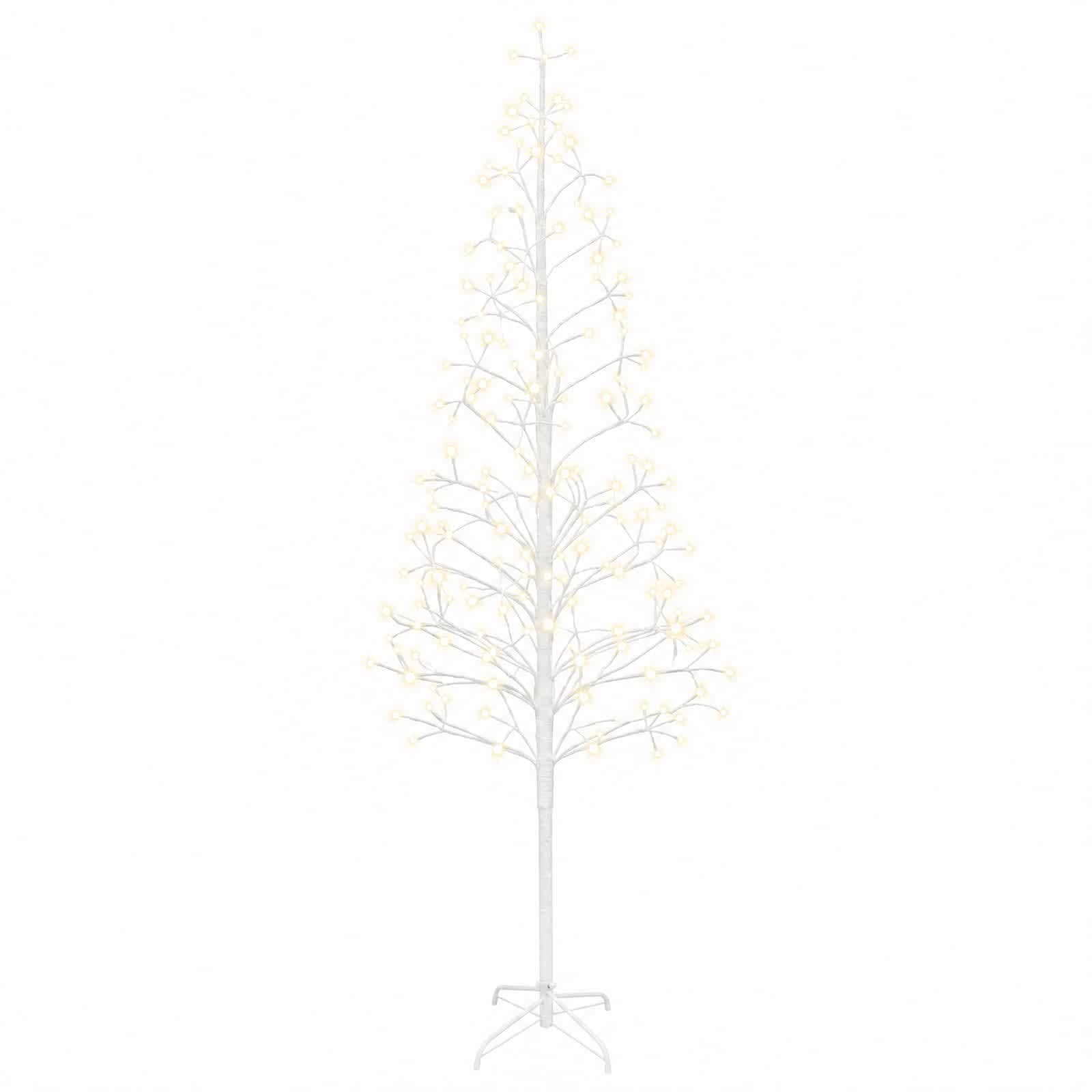 vidaXL Коледна елха с LED лампички Бяло 210 cm Стомана