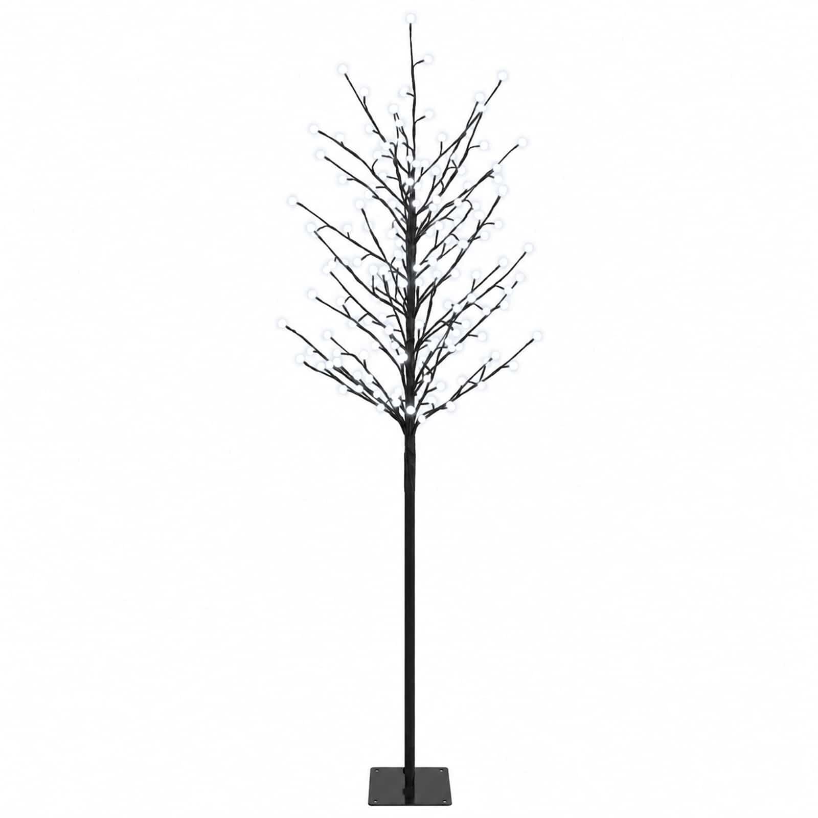 vidaXL Коледна елха с LED лампички Черно 180 cm Стомана