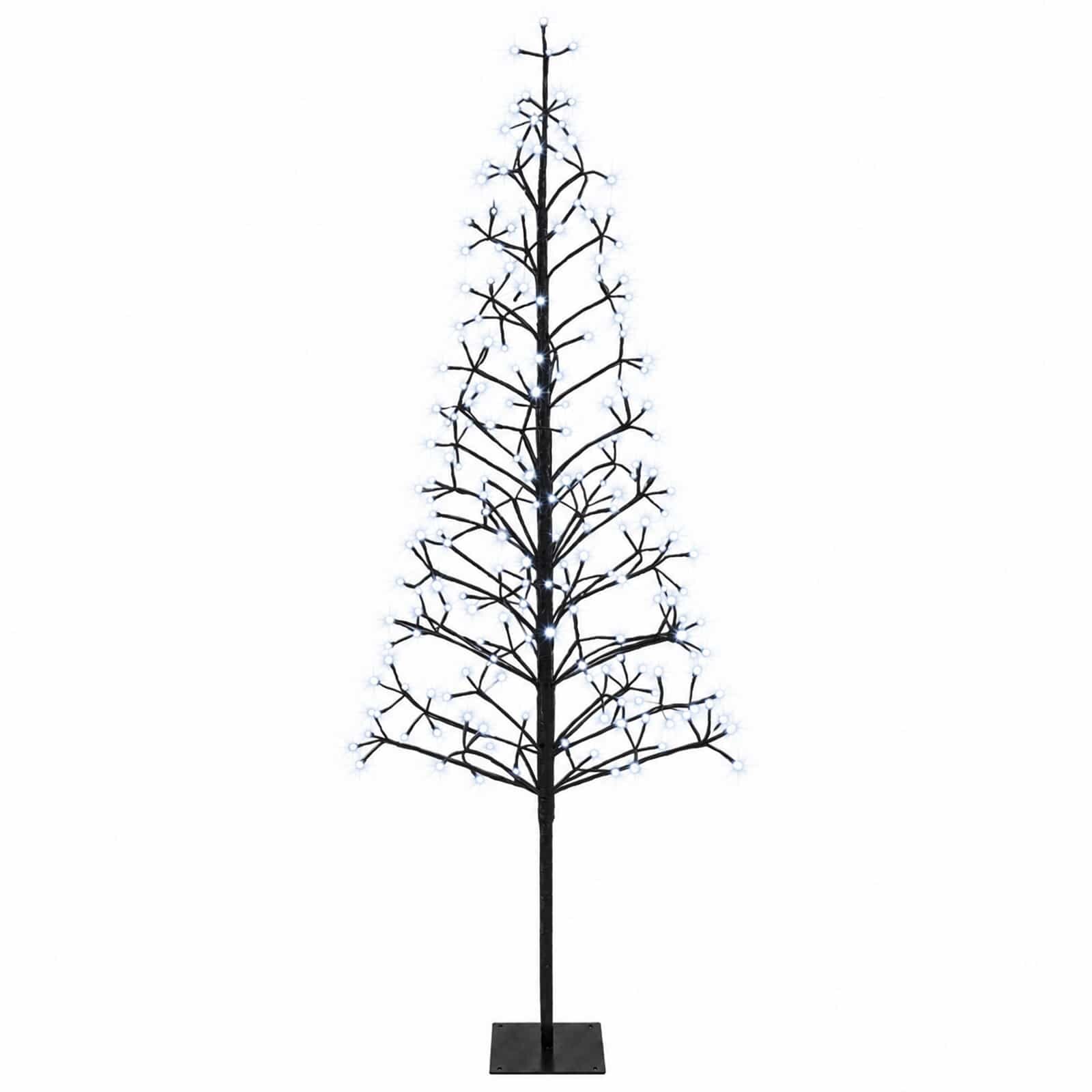 vidaXL Коледна елха с LED лампички Черно 180 cm Стомана
