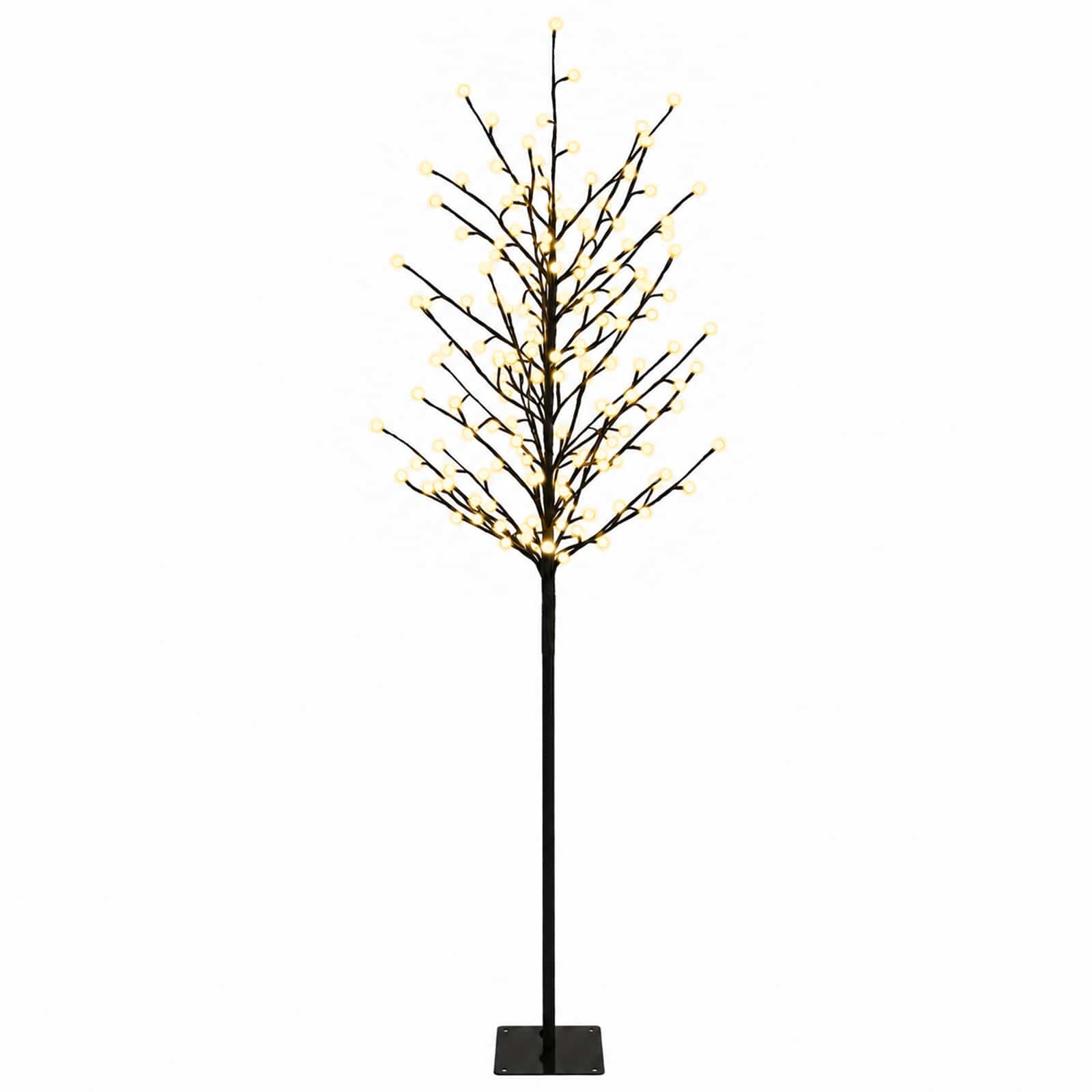 vidaXL Коледна елха с LED лампички Черно 180 cm Стомана
