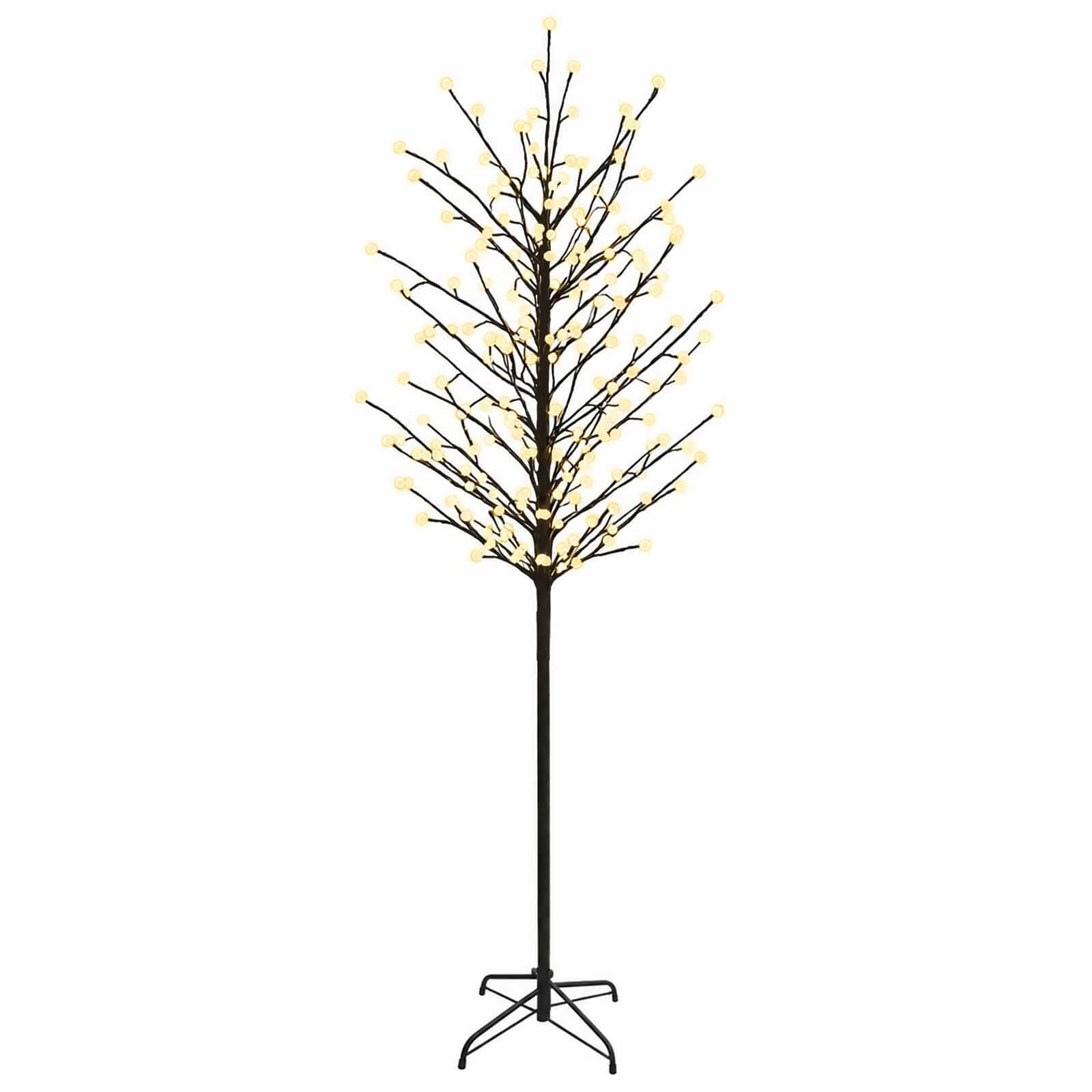vidaXL Коледна елха с LED лампички Черно 210 cm Стомана