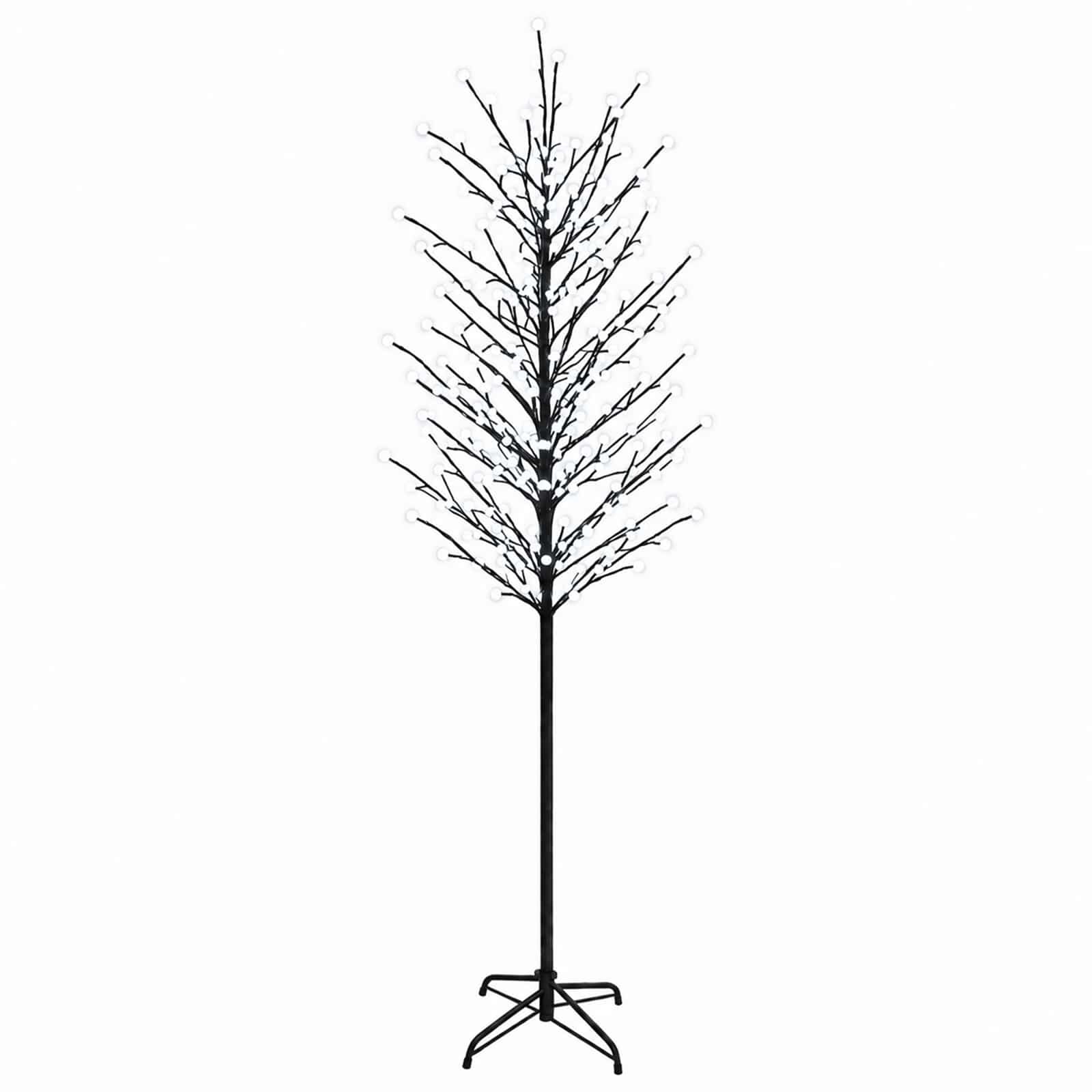 vidaXL Коледна елха с LED лампички Черно 240 cm Стомана