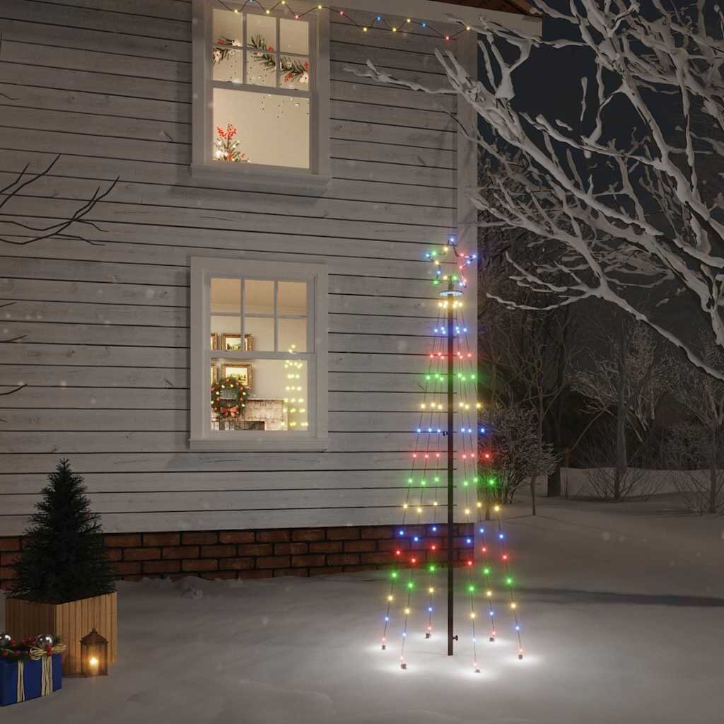 vidaXL Коледна елха с шип многоцветна 108 LED 180 см