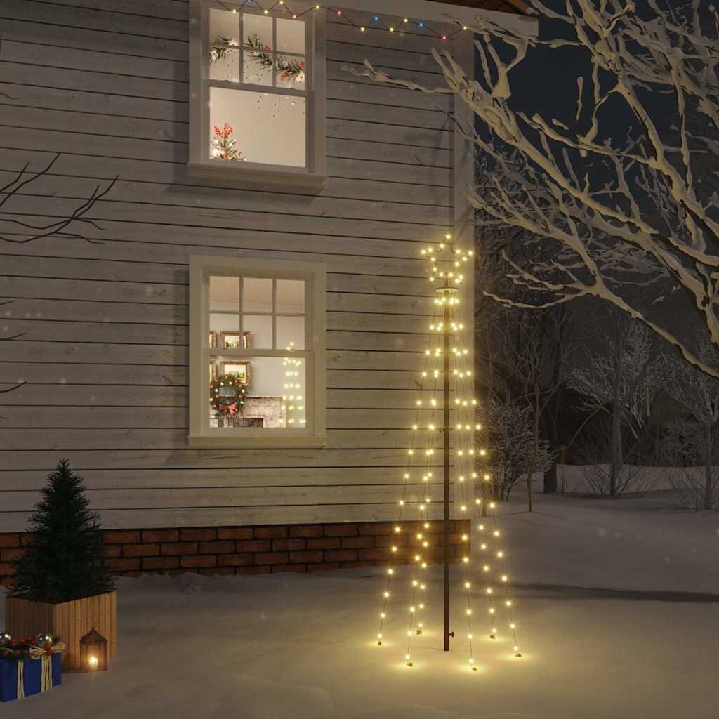 vidaXL Коледна елха с шип топло бяло 108 LED 180 см