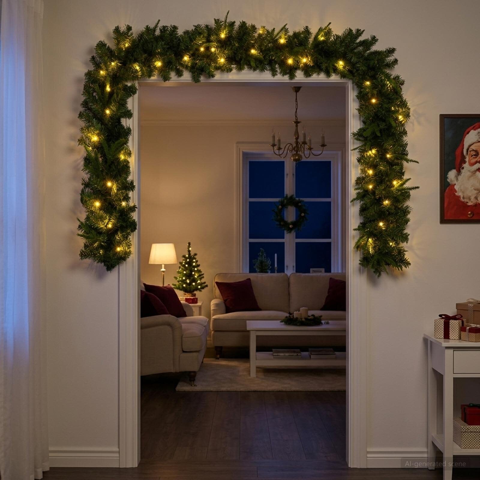 vidaXL Коледна гирлянда Зелено 270 cm PVC и PE 50 LED светодиода