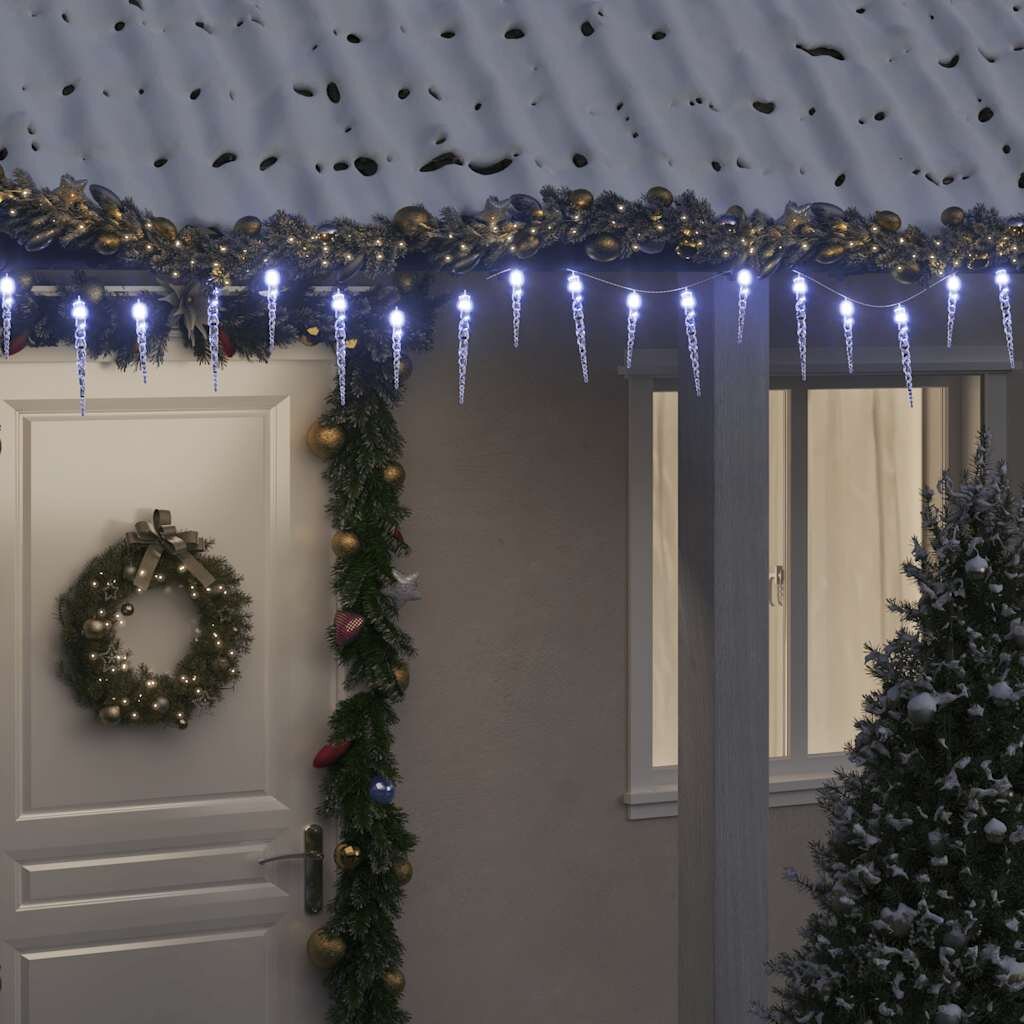 vidaXL Коледна лампа тип „ледулка“ 200 LED диода студено бяла 20 м акрил PVC