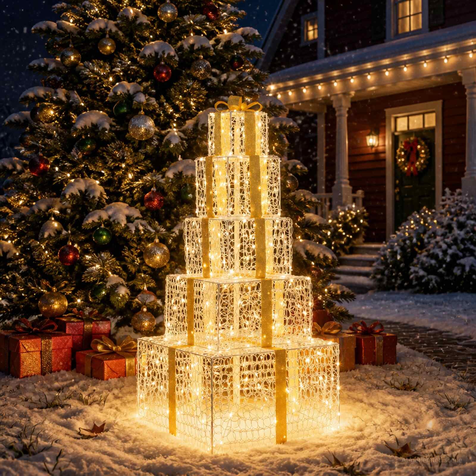 vidaXL Коледна LED декорация комплект светещи кутии 250 LED светодиода