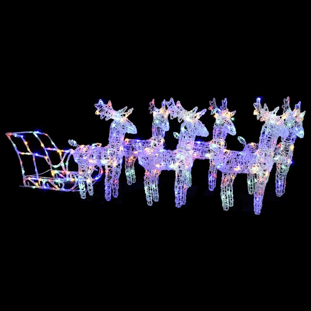 vidaXL Коледна украса елени с шейна 320 LED акрил