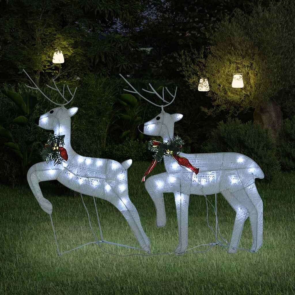 vidaXL Коледни елени 2 бр бели 40 LED