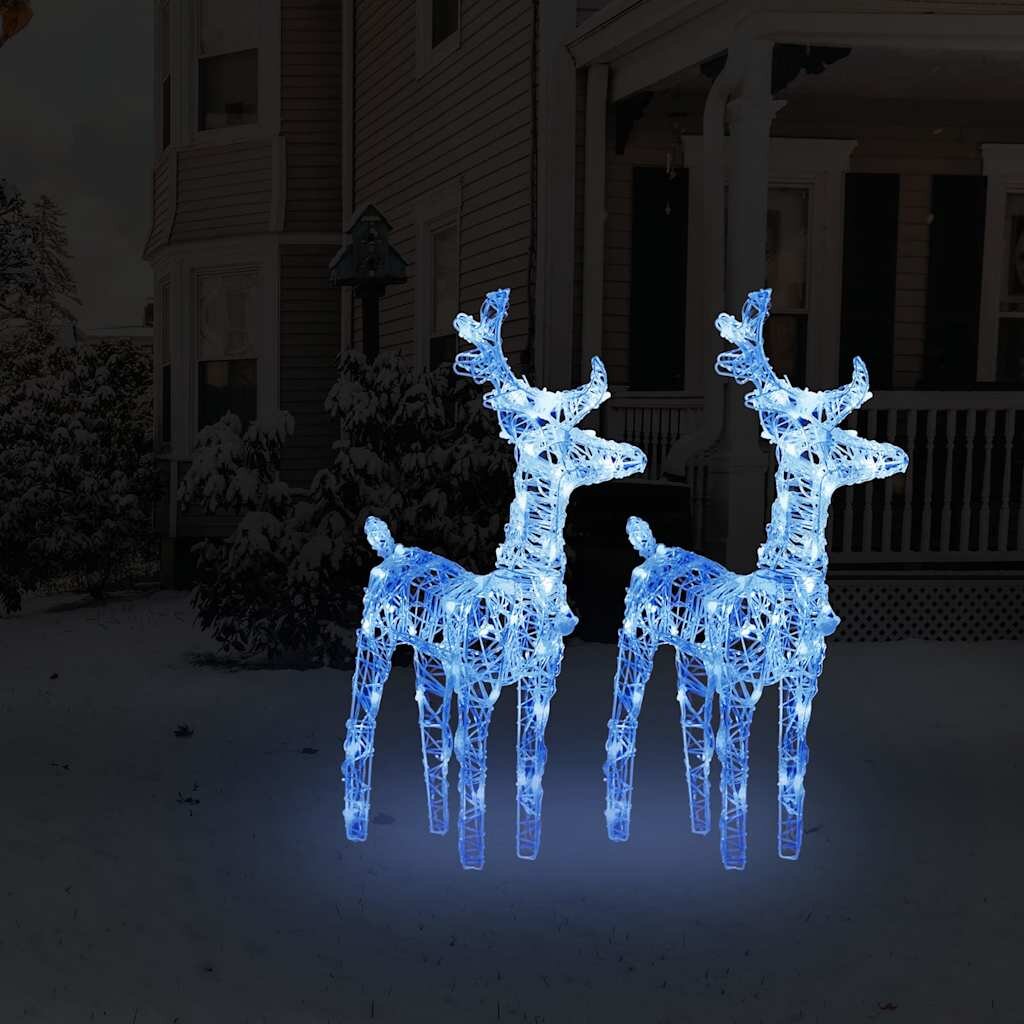 vidaXL Коледни елени 2 бр синя 80 LED акрил