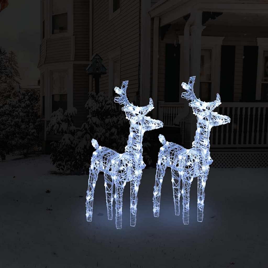 vidaXL Коледни елени 2 бр студено бяло 80 LED акрил