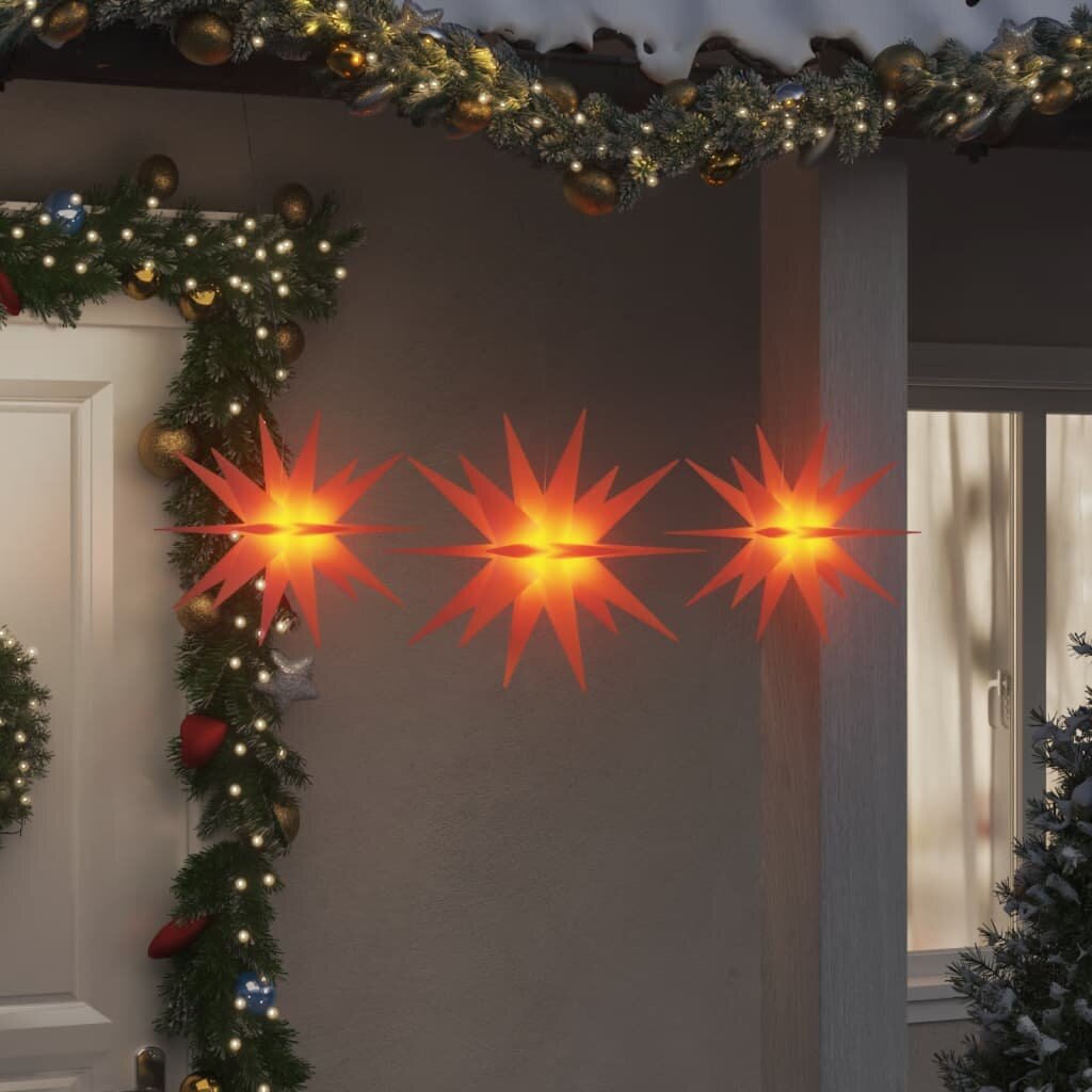 vidaXL Коледни лампи с LED 3 бр сгъваеми червени