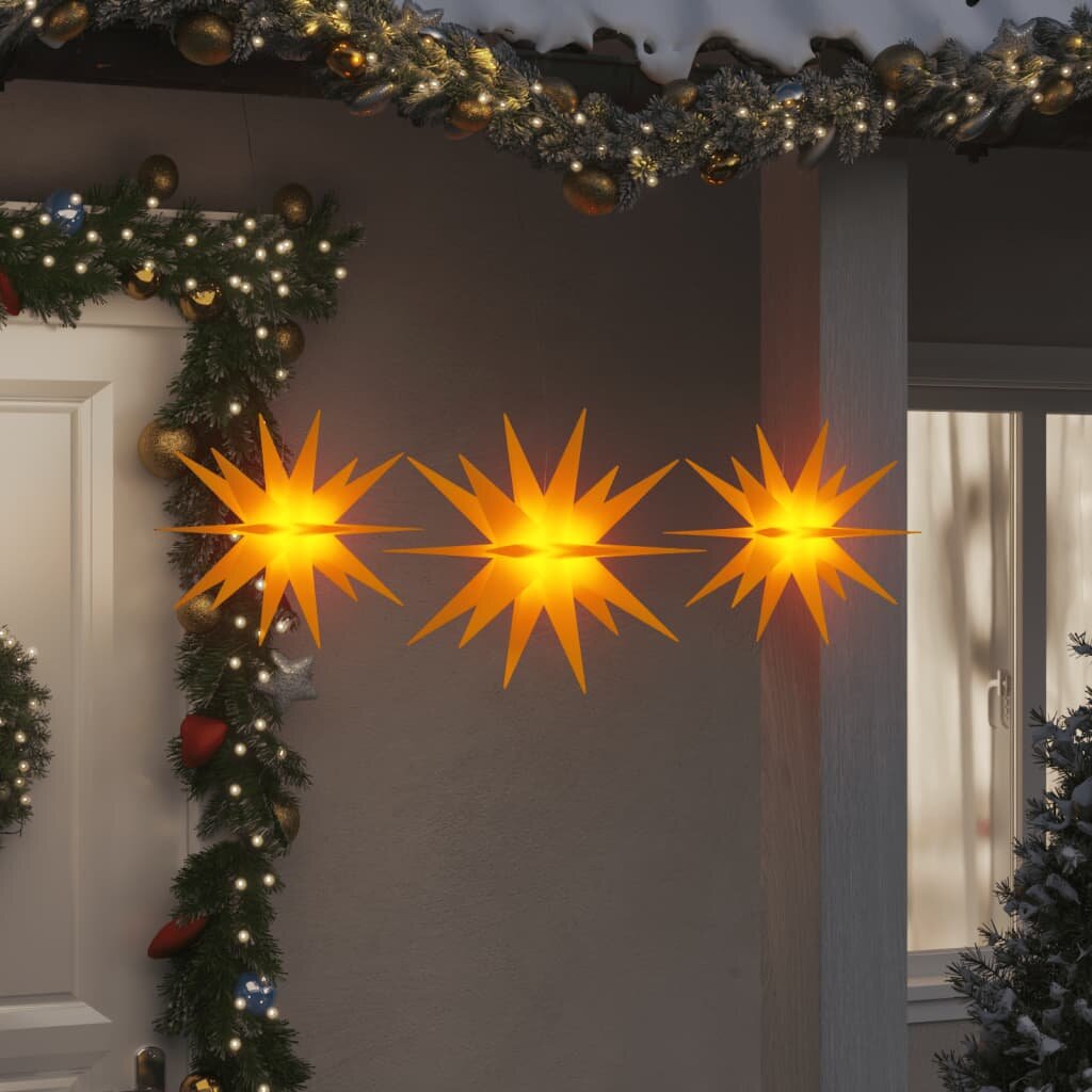 vidaXL Коледни лампи с LED 3 бр сгъваеми жълти
