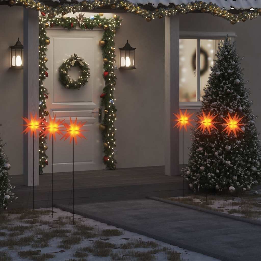 vidaXL Коледни лампи с шипове 3 бр LED сгъваеми червени 35 см