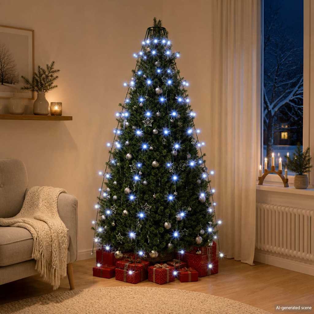 vidaXL Коледни лампички за елха тип мрежа 150 LED сини 150 см
