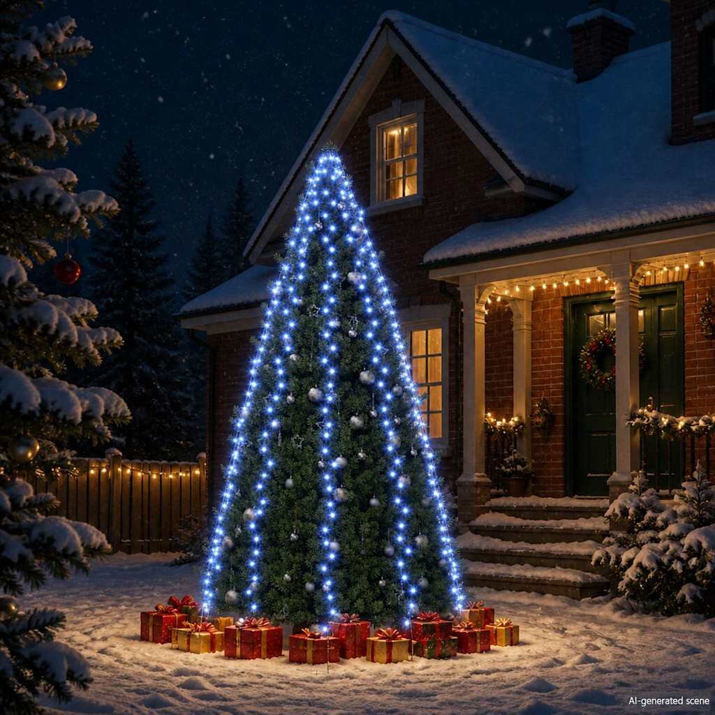vidaXL Коледни лампички за елха тип мрежа 400 LED сини 400 см