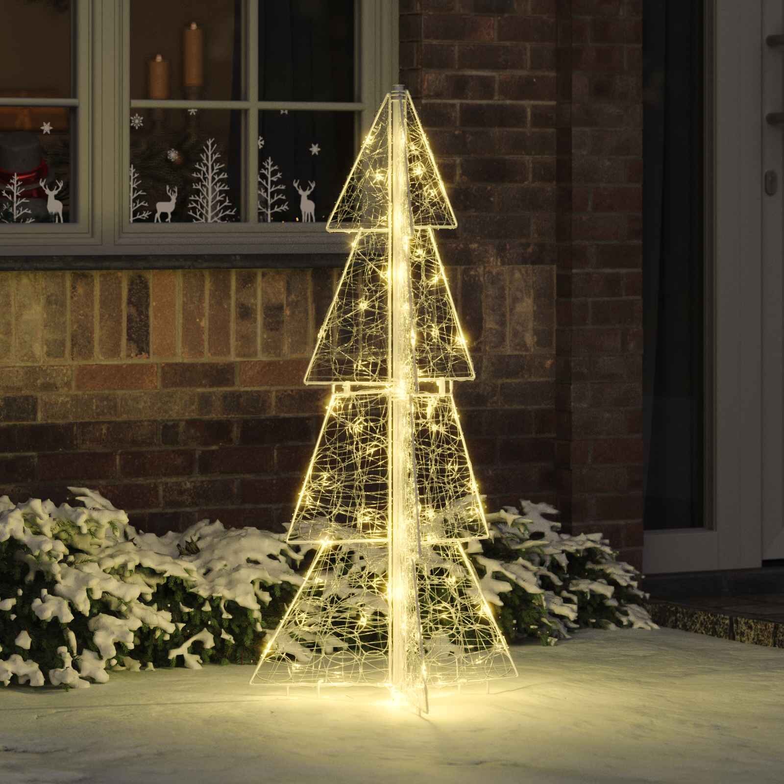 vidaXL Коледно дърво 100 LED светодиода Топло бяло 120 cm Акрил