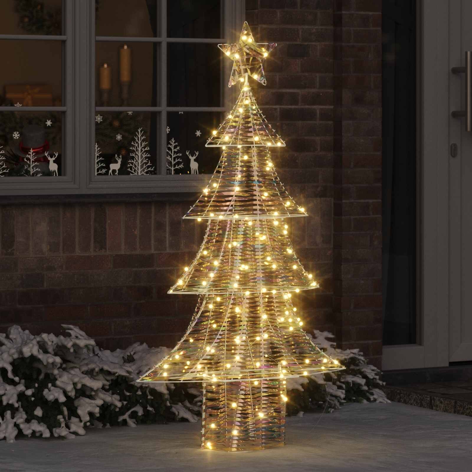vidaXL Коледно дърво 160 LED светодиода Топло бяло 150 cm PET