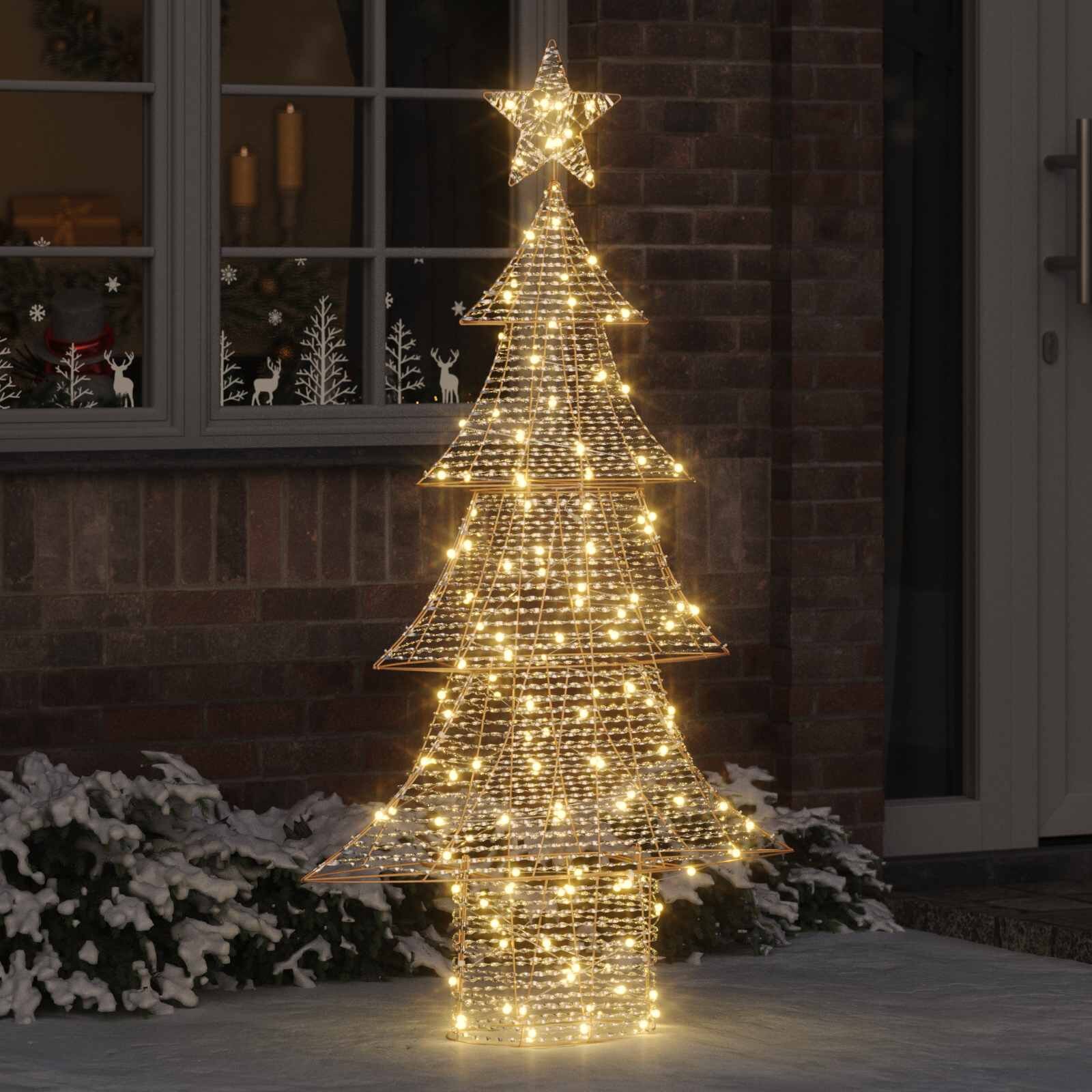 vidaXL Коледно дърво 160 LED светодиода Топло бяло 151 cm PET