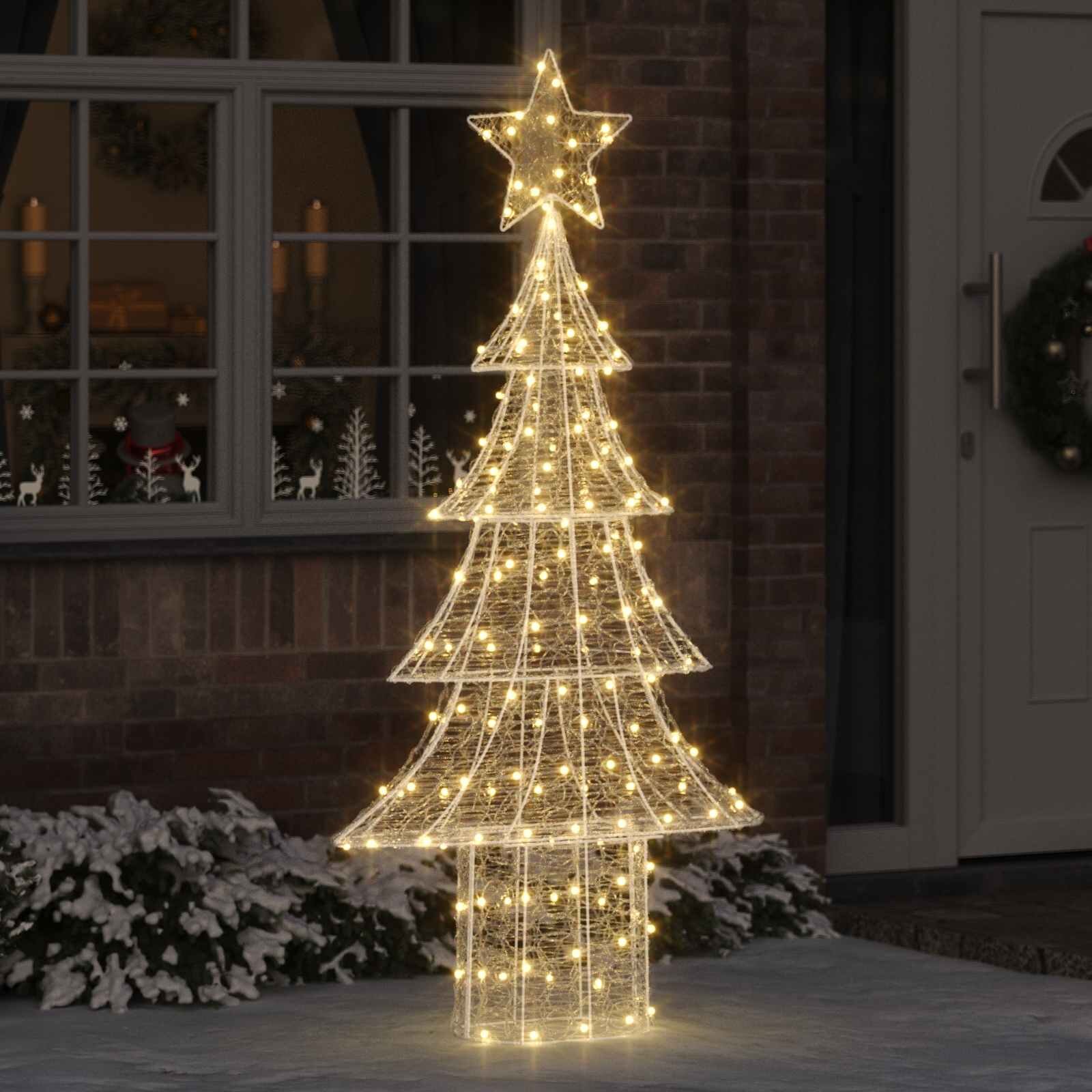 vidaXL Коледно дърво 240 LED светодиода Топло бяло 150 cm Акрил