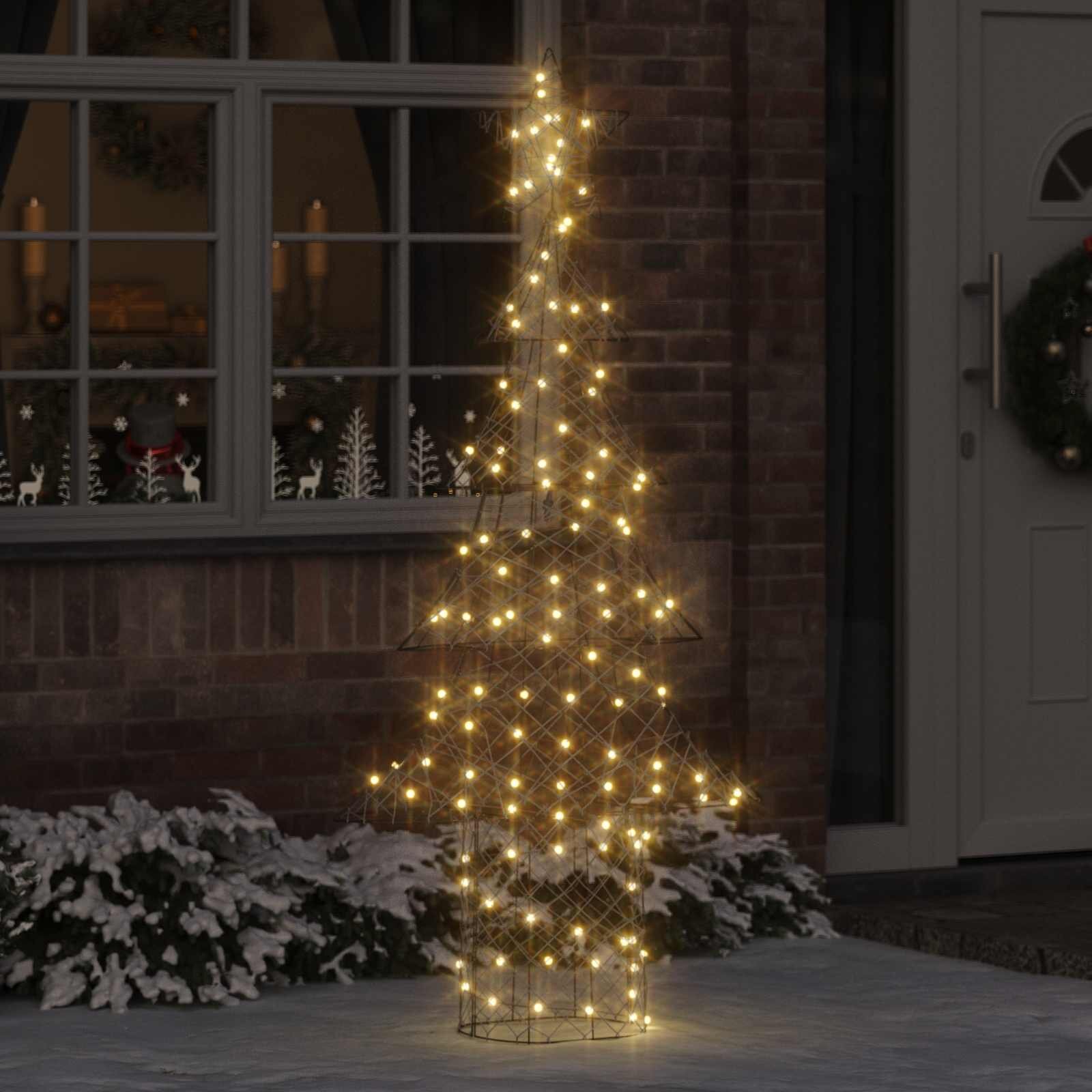 vidaXL Коледно дърво 240 LED светодиода Топло бяло 180 cm Ратан