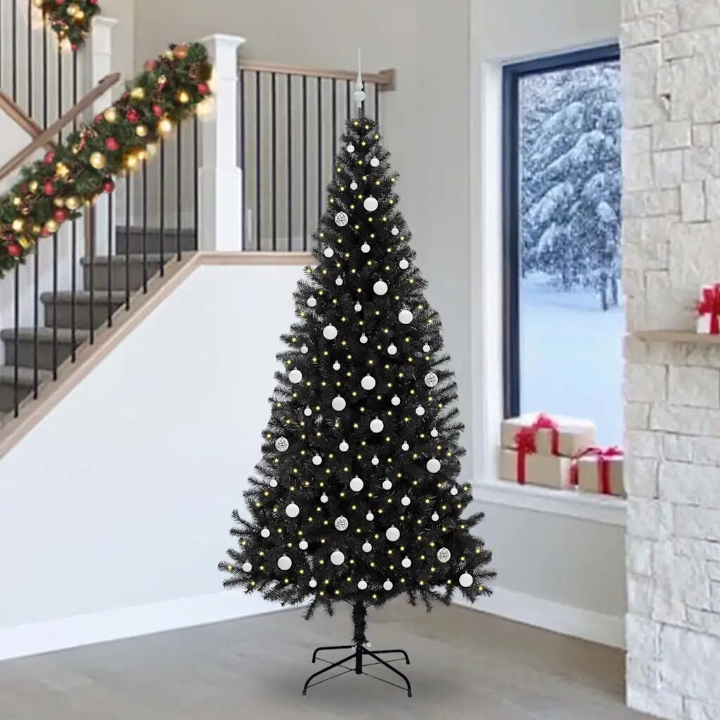 vidaXL Коледно дърво Черно 240 cm ПВЦ