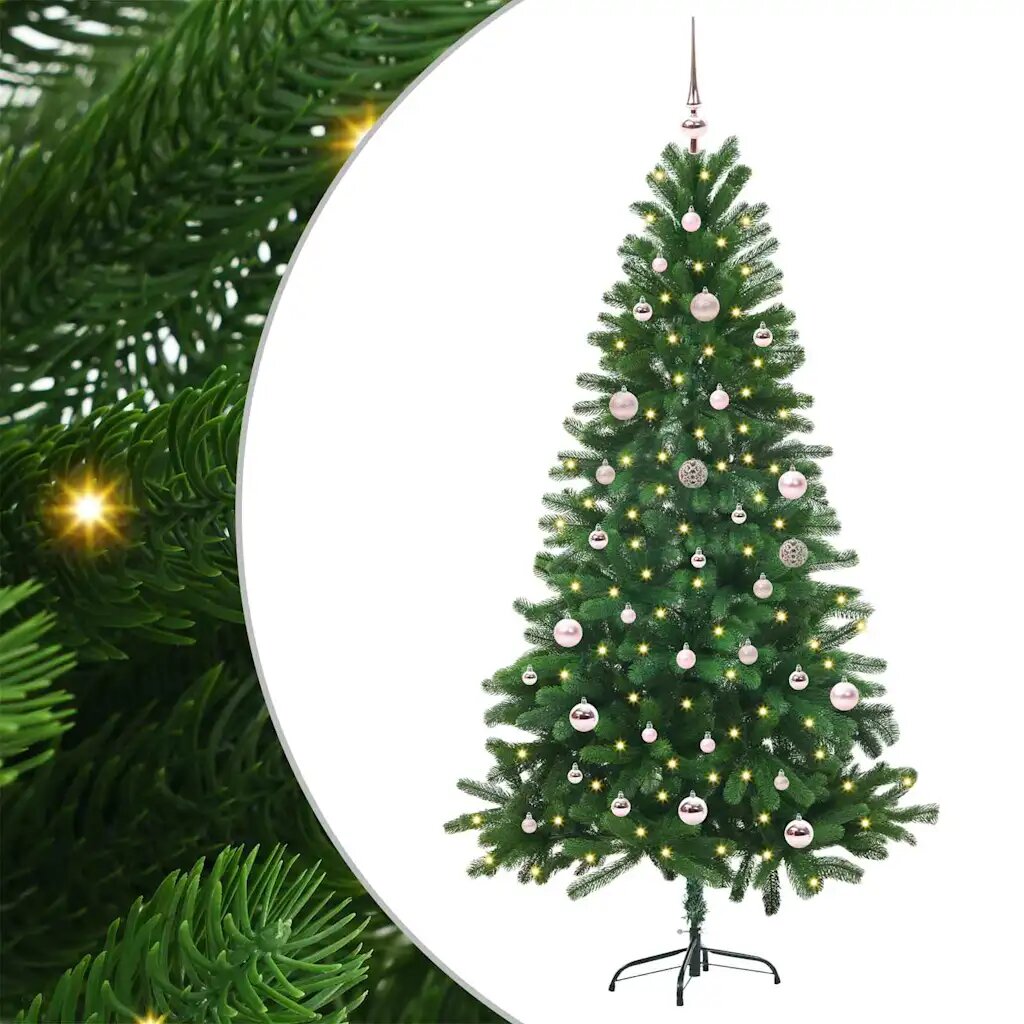 vidaXL Коледно дърво с 150 LED светодиода с поставка Зелен 150 cm ПЕ