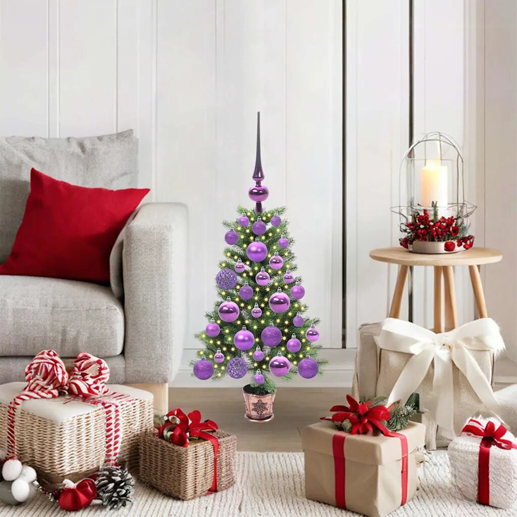 vidaXL Коледно дърво с 150 LED светодиода с поставка Зелен 65 cm ПЕ