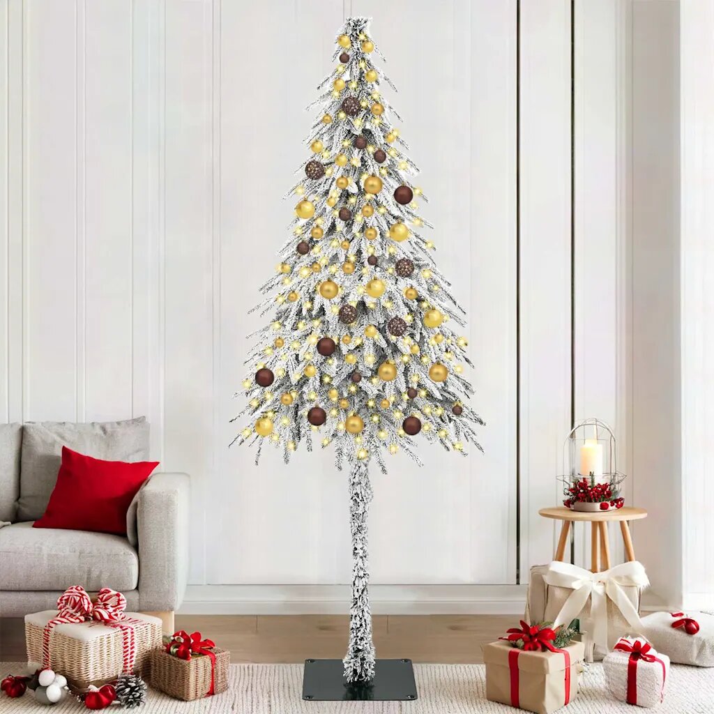 vidaXL Коледно дърво с 300 LED светодиода Бяло 210 cm ПЕ и стомана