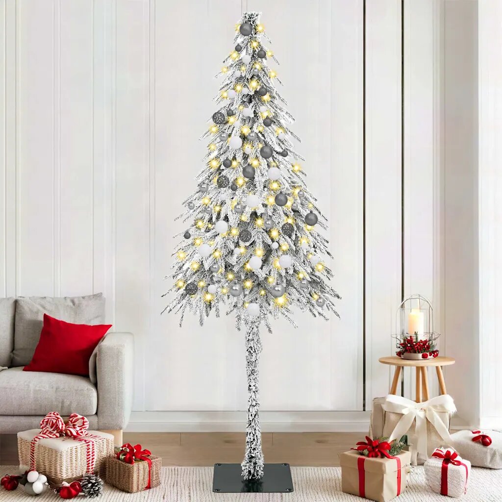 vidaXL Коледно дърво с 300 LED светодиода Бяло 210 cm ПЕ и стомана