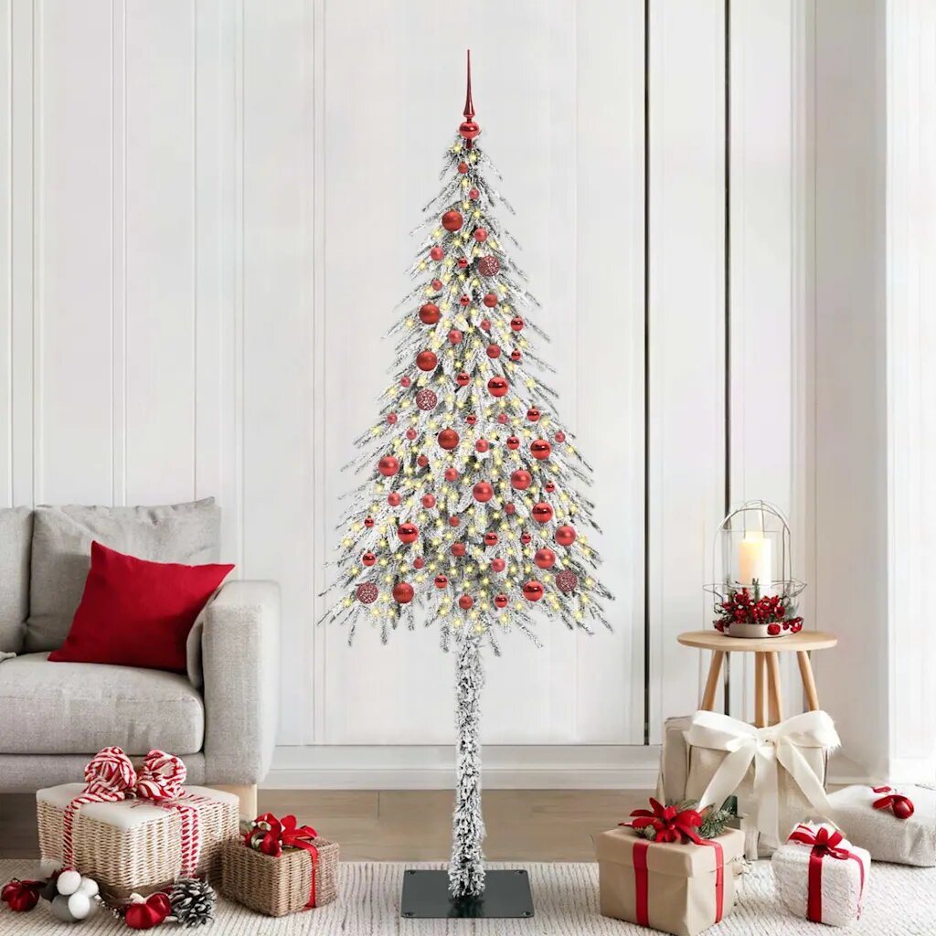 vidaXL Коледно дърво с 300 LED светодиода Бяло 210 cm ПЕ и стомана