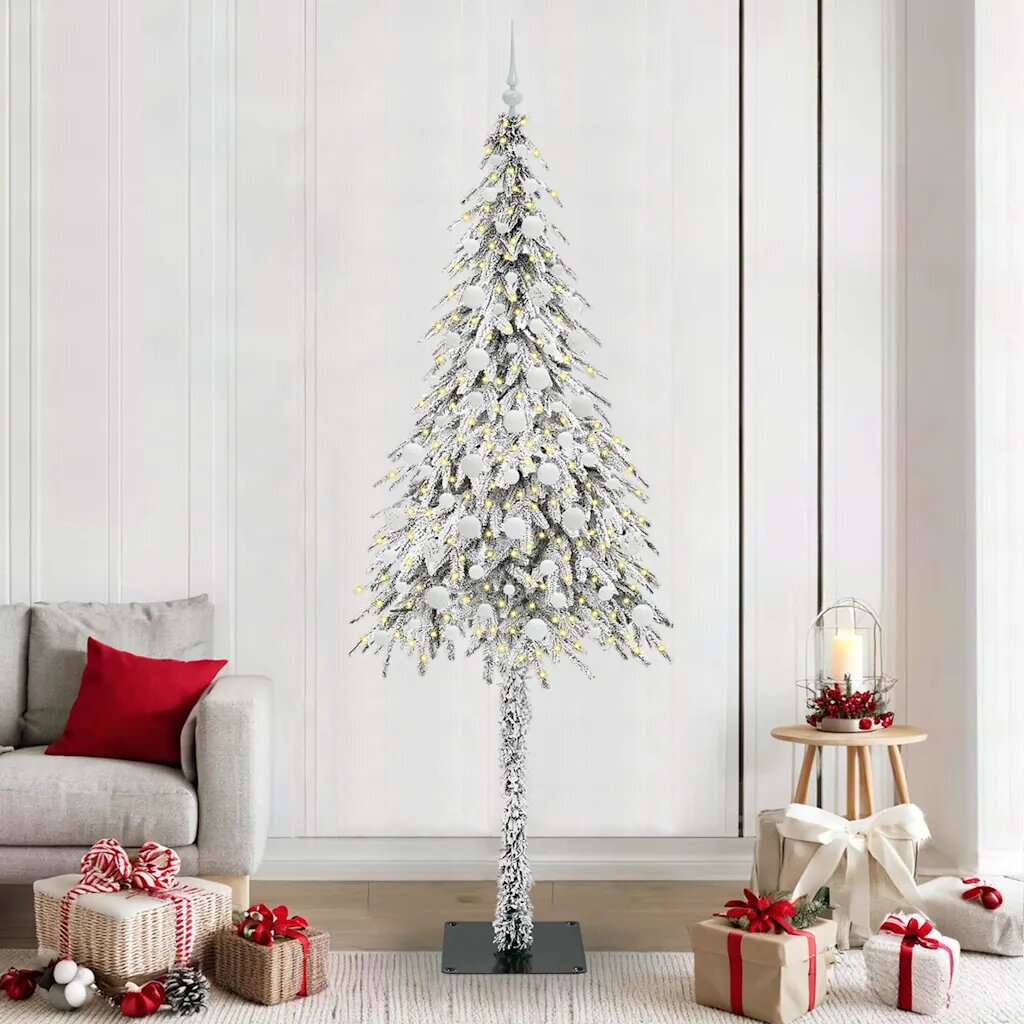vidaXL Коледно дърво с 300 LED светодиода Бяло 210 cm ПЕ и стомана