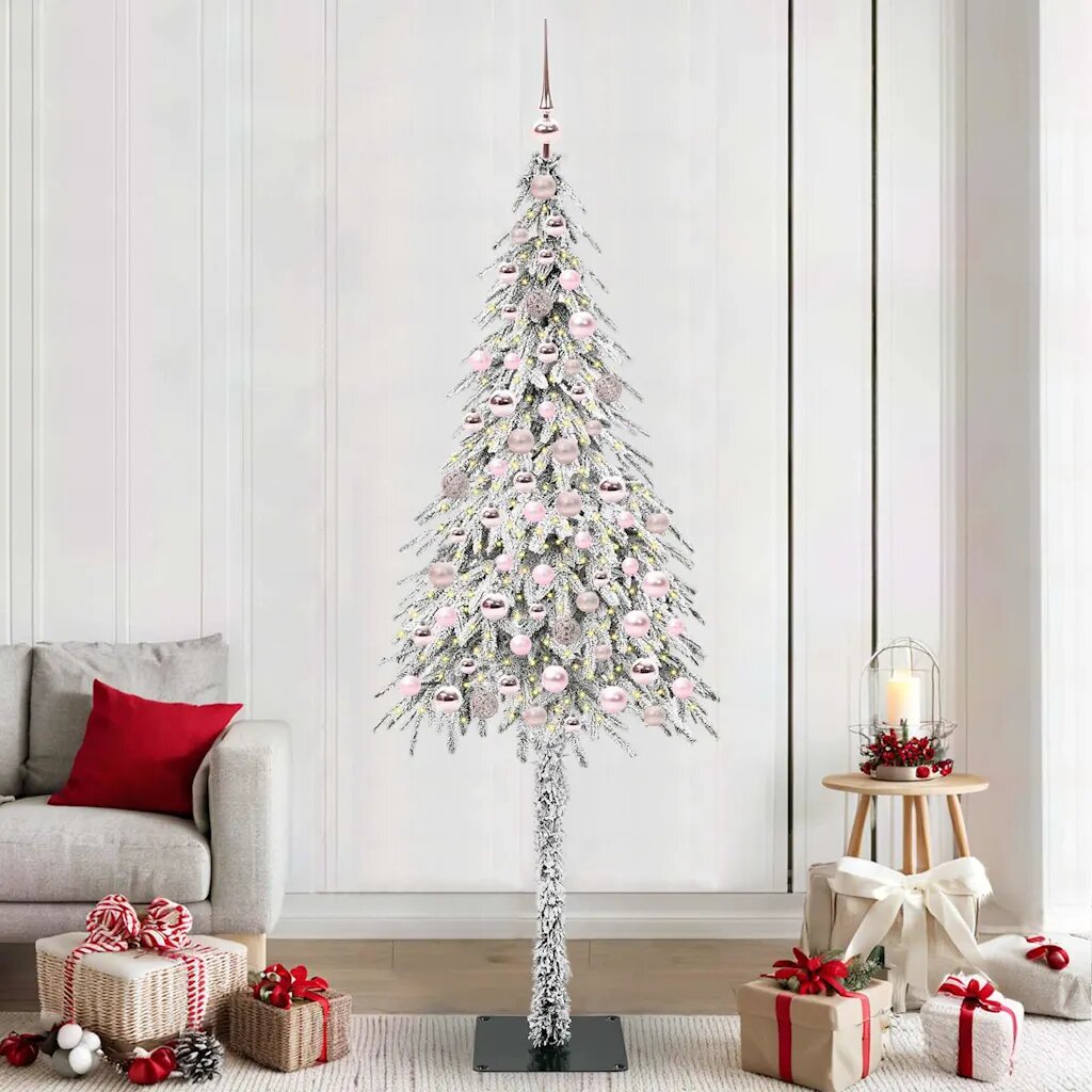 vidaXL Коледно дърво с 300 LED светодиода Бяло 210 cm ПЕ и стомана