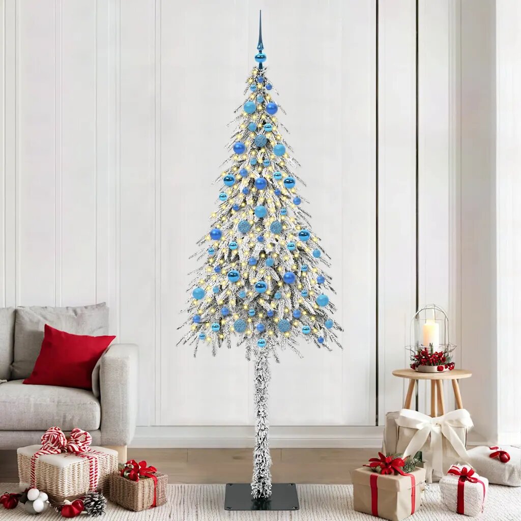 vidaXL Коледно дърво с 300 LED светодиода Бяло 210 cm ПЕ и стомана