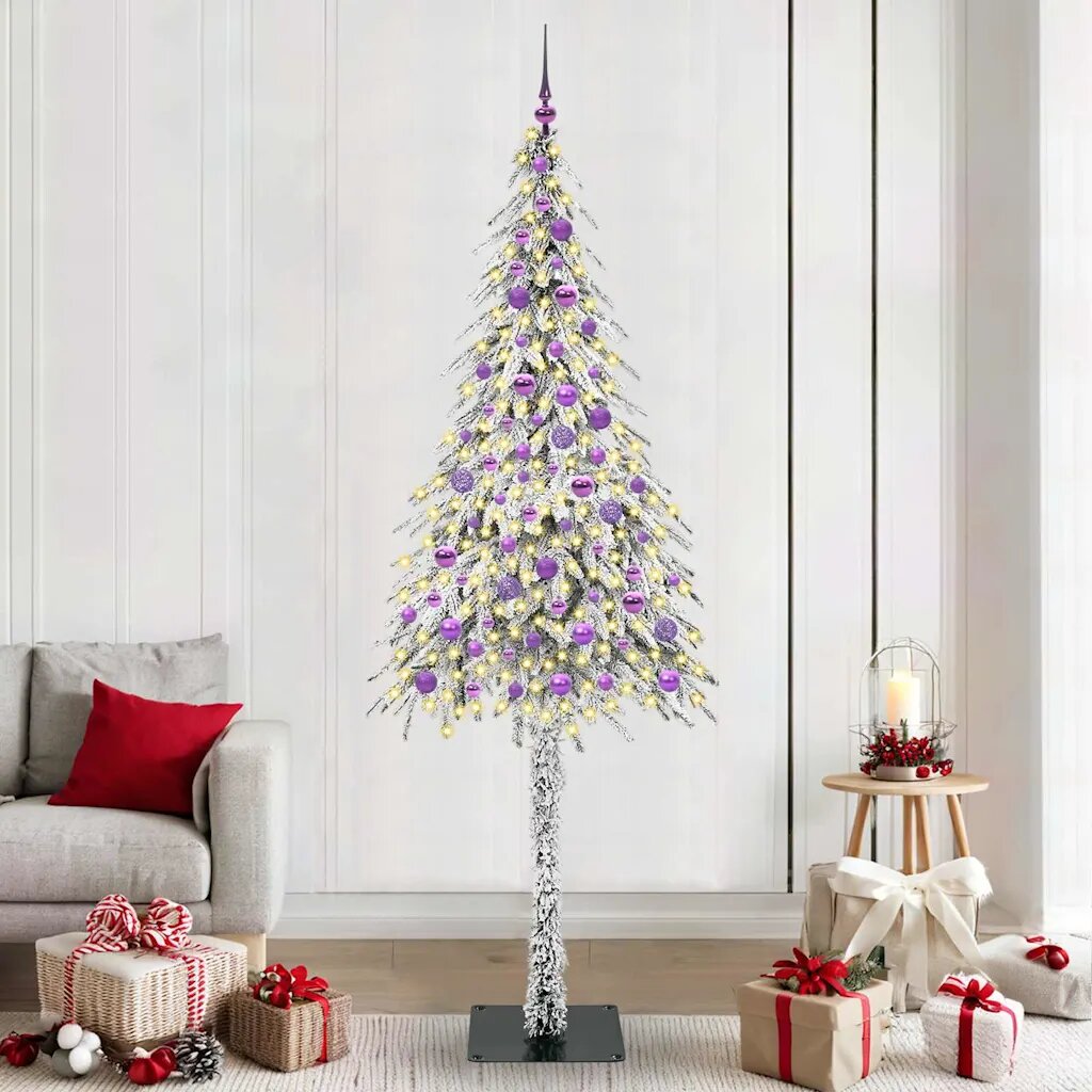 vidaXL Коледно дърво с 300 LED светодиода Бяло 210 cm ПЕ и стомана