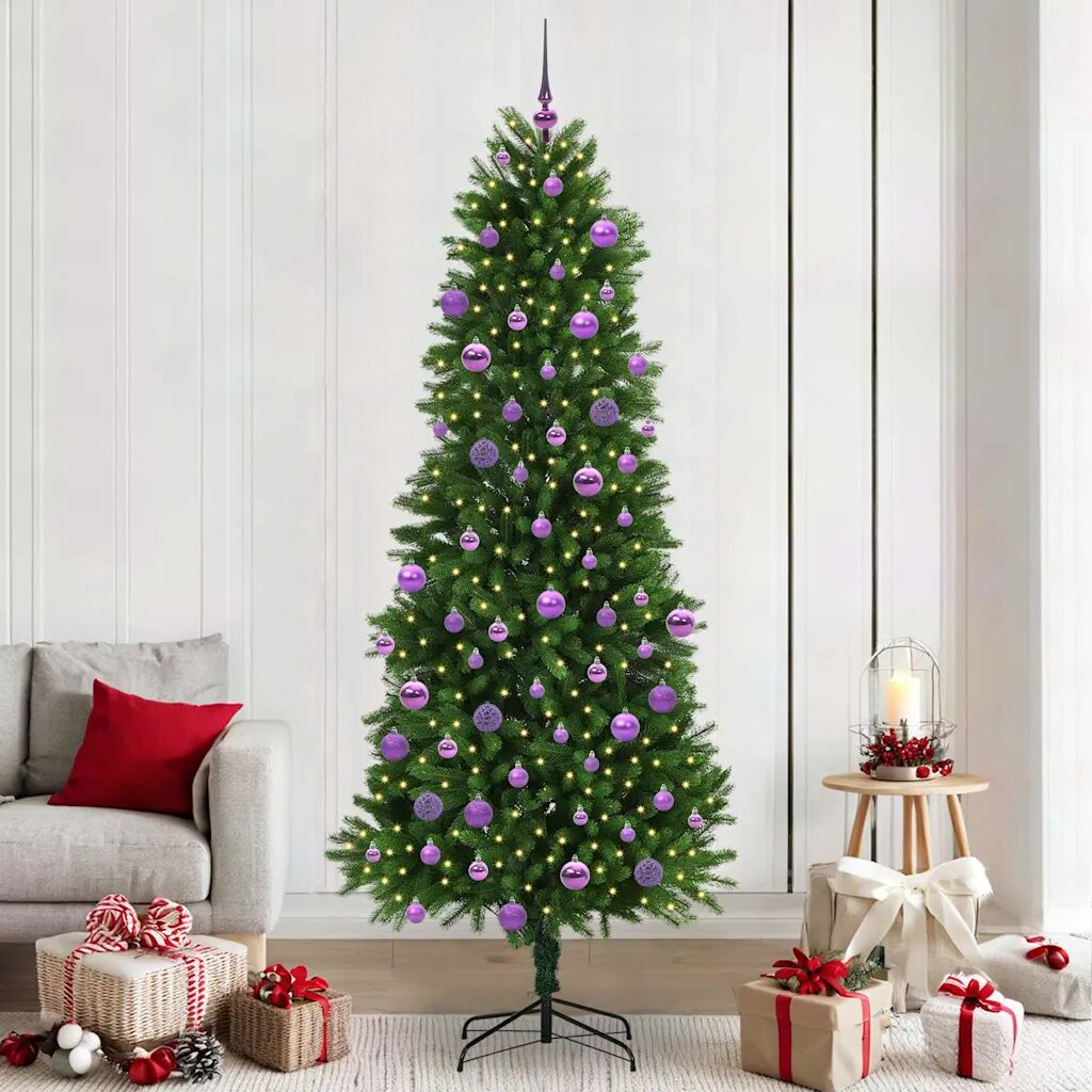 vidaXL Коледно дърво с 300 LED светодиода с поставка Зелен 240 cm ПЕ
