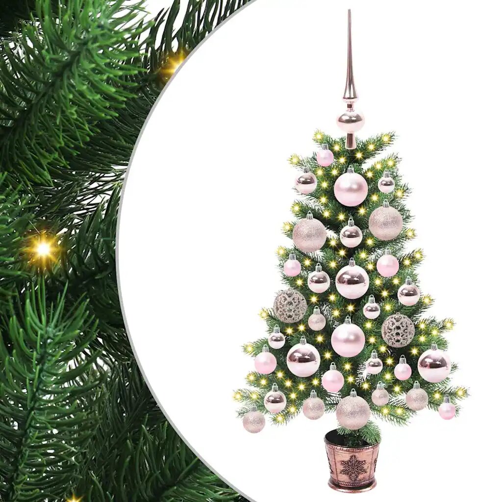 vidaXL Коледно дърво с LED светлина Зелено 65 cm ПЕ