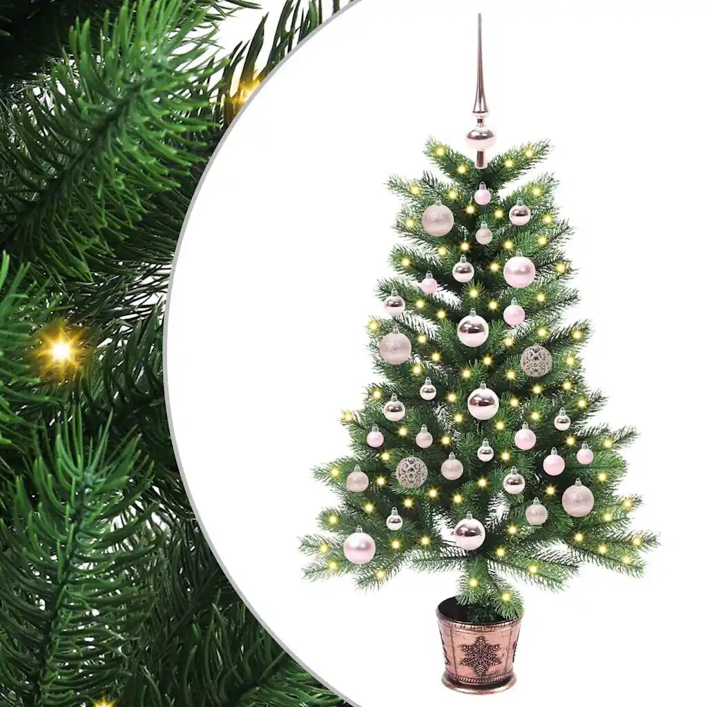 vidaXL Коледно дърво с LED светлина Зелено 90 cm ПЕ
