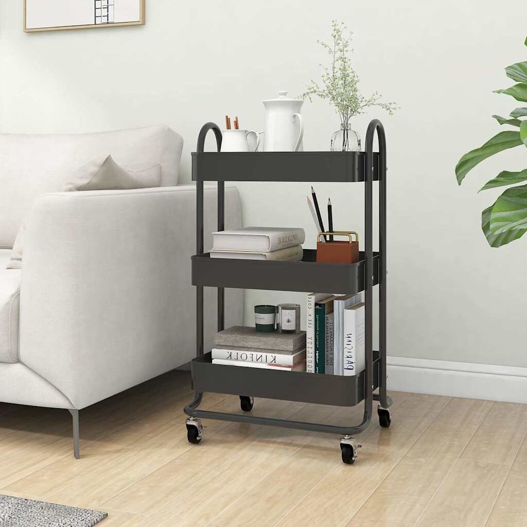 vidaXL Количка на 3 нива антрацит 43x34x79 см стомана