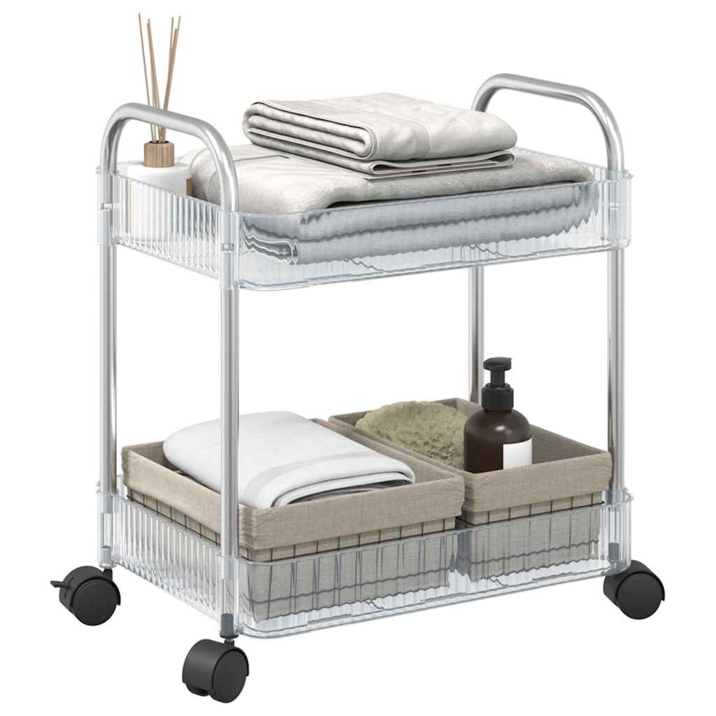 vidaXL Количка за съхранение на 2 нива Прозрачна 37x28x435 cm Акрил