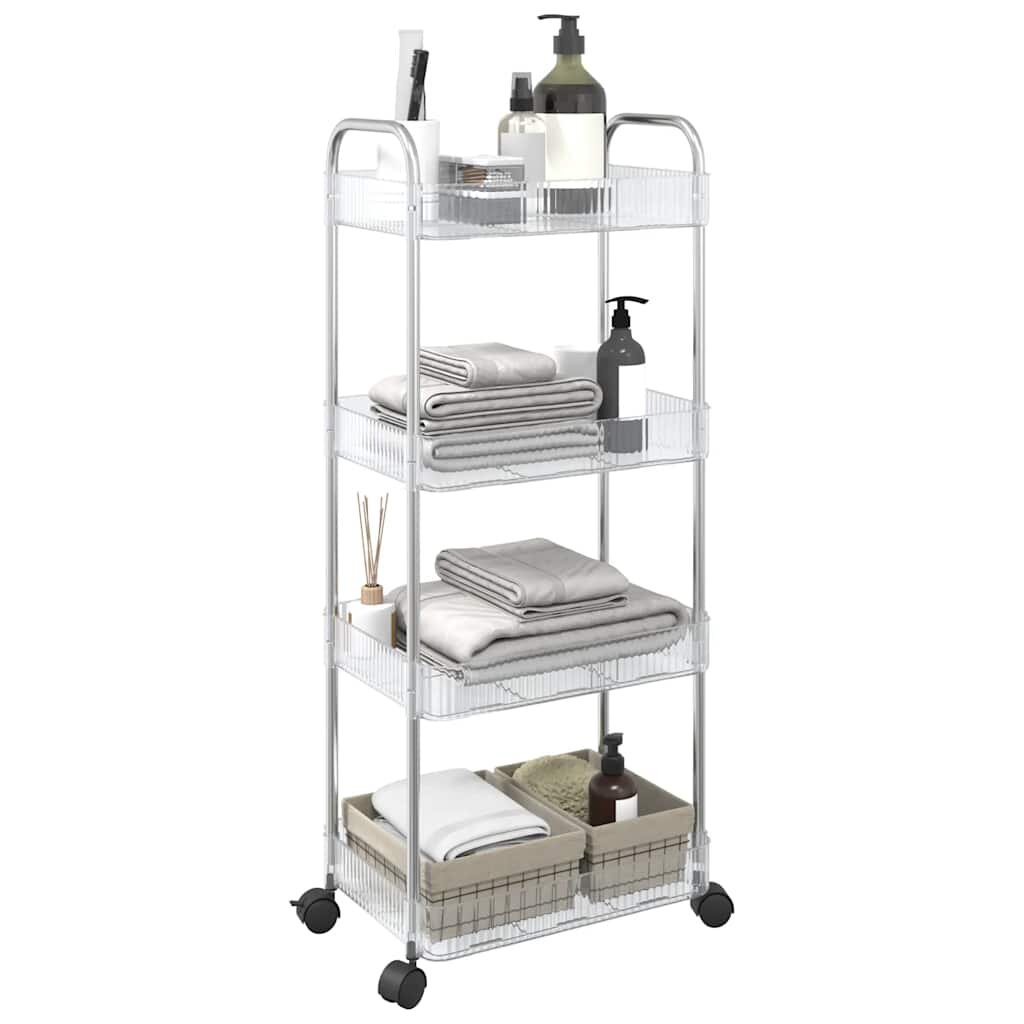 vidaXL Количка за съхранение на 4 нива прозрачна 37x28x95 cm акрилна